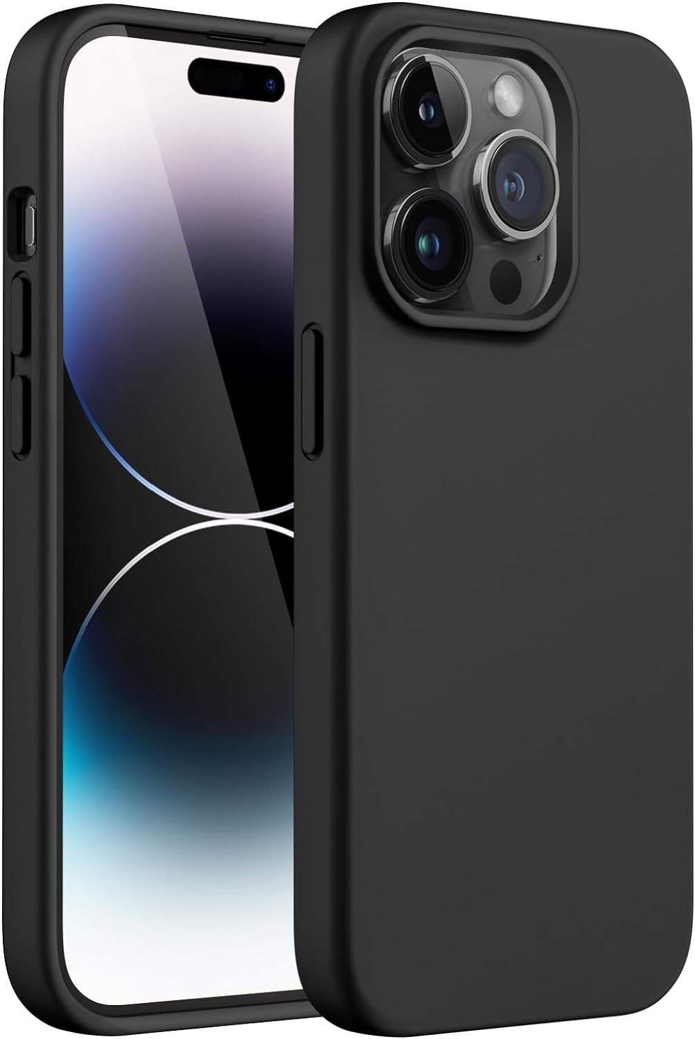 Jetech Silicone Case for Iphone 14 Pro 6.1-Inch, Silky-Soft Touch Full-Body Protective Phone Case, Shockproof Cover with Microfiber Lining (Black)