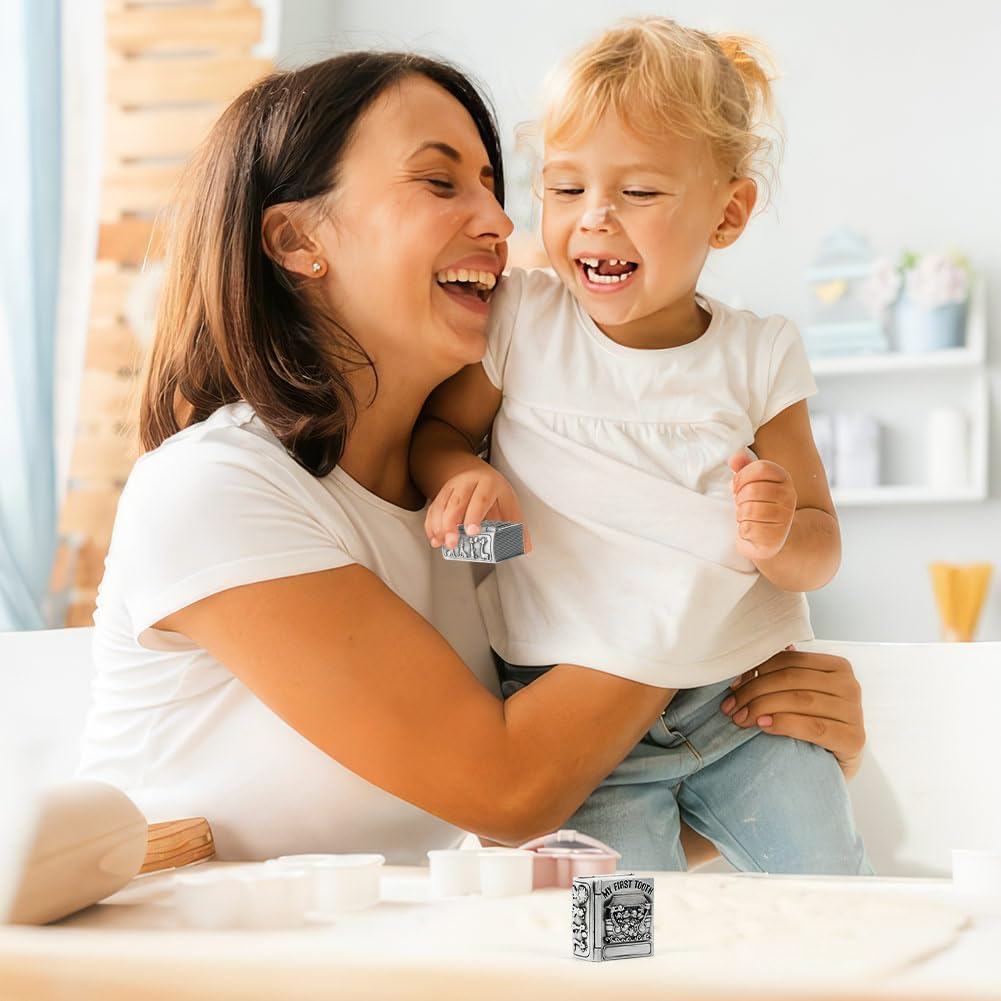 FINGERINSPIRE 2Pcs My First Curl and My First Tooth Keepsake Box Antique Silver Tooth Collection Organizer Holder My First Curl and Tooth Keepsake Box Set for Babies to Keep the Childhood Memory