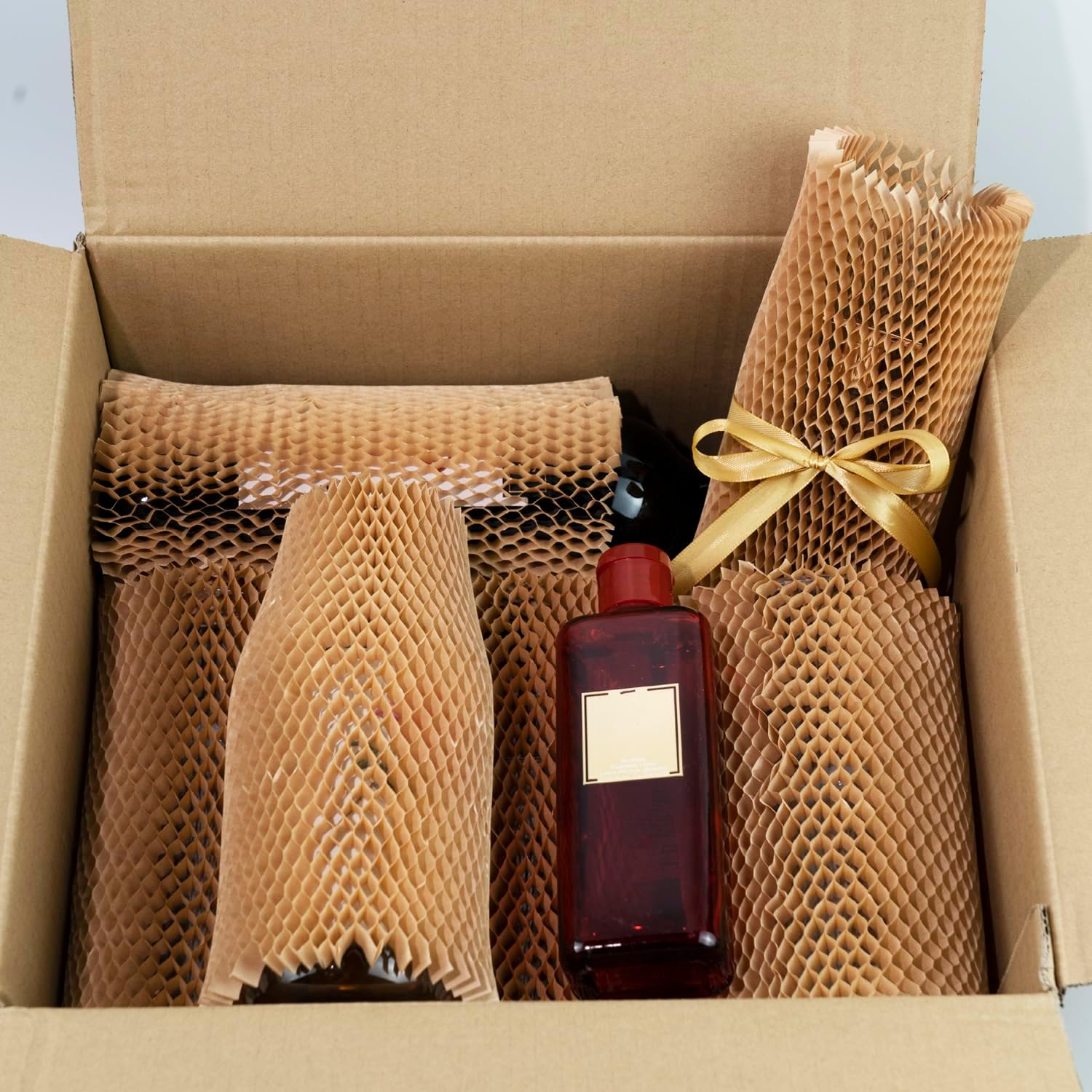 12 Pack Bubble Wrap Sleeves for Moving House, Honeycomb Packing Paper, Glass Jar Cup Wine Bottle Protector Cases Protective Wrap,Packaging Materials (22Cm) image number 5