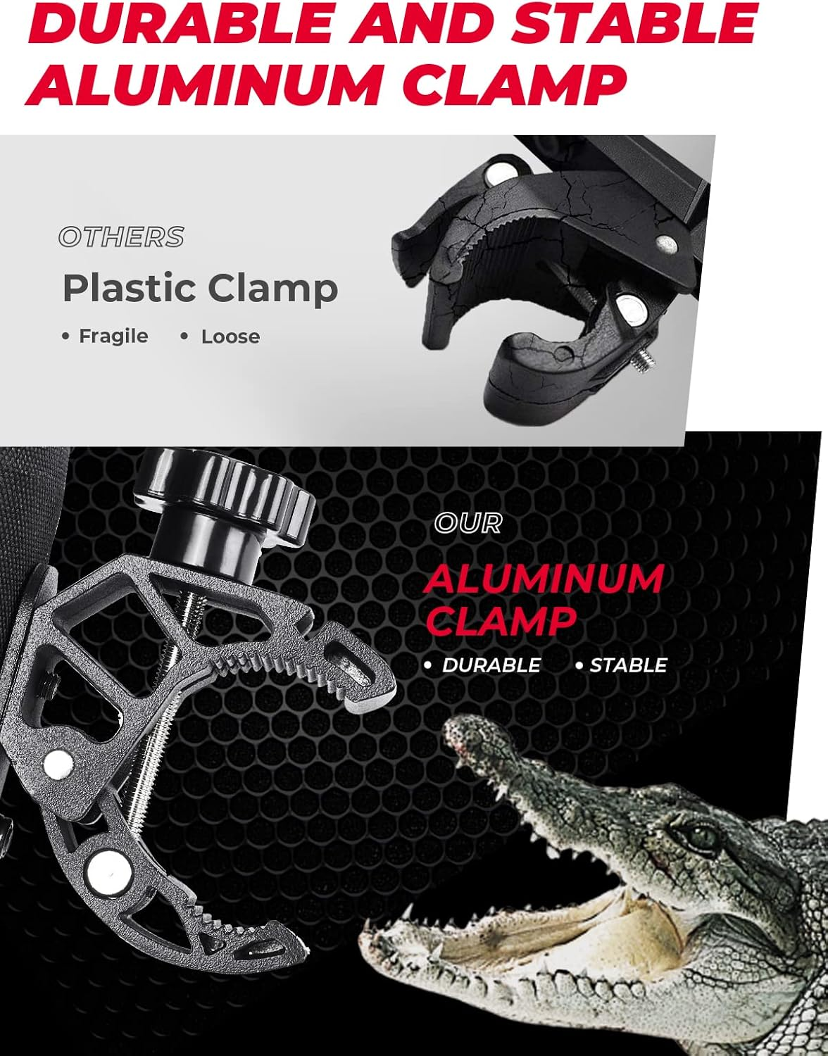 KEMIMOTO Motorcycle Cup Holder, 32OZ Motorcycle Drink Holder with 0.6"-1.5" Alligator Clamp, ATV Cup Holder with Front Pocket for Motorcycle, ATV/UTV, Scooter, Boat, Kayak, Bike, Walker, Black image number 4