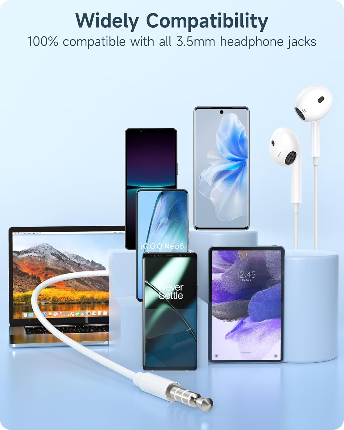 Ohuhu Wired In-Ear Headphones with 3.5 Mm Jack Connection, Hifi Stereo Earphones with Noise Isolation, Microphone and Volume Control for Iphone, I-Pad, S-Amsung,H-Uawei,A-Ndroid-T-Tablets, MP3/MP4 image number 2