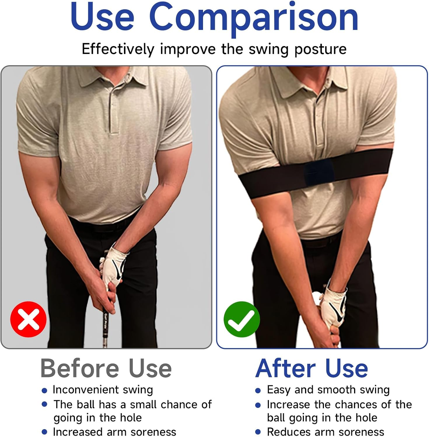 Golf Swing Training Armbands - 3 Pieces Elastic Golf Training Aids to Improve Swing Posture for Sports, Fitness and Outdoor Activities for Beginners and Professionals image number 2