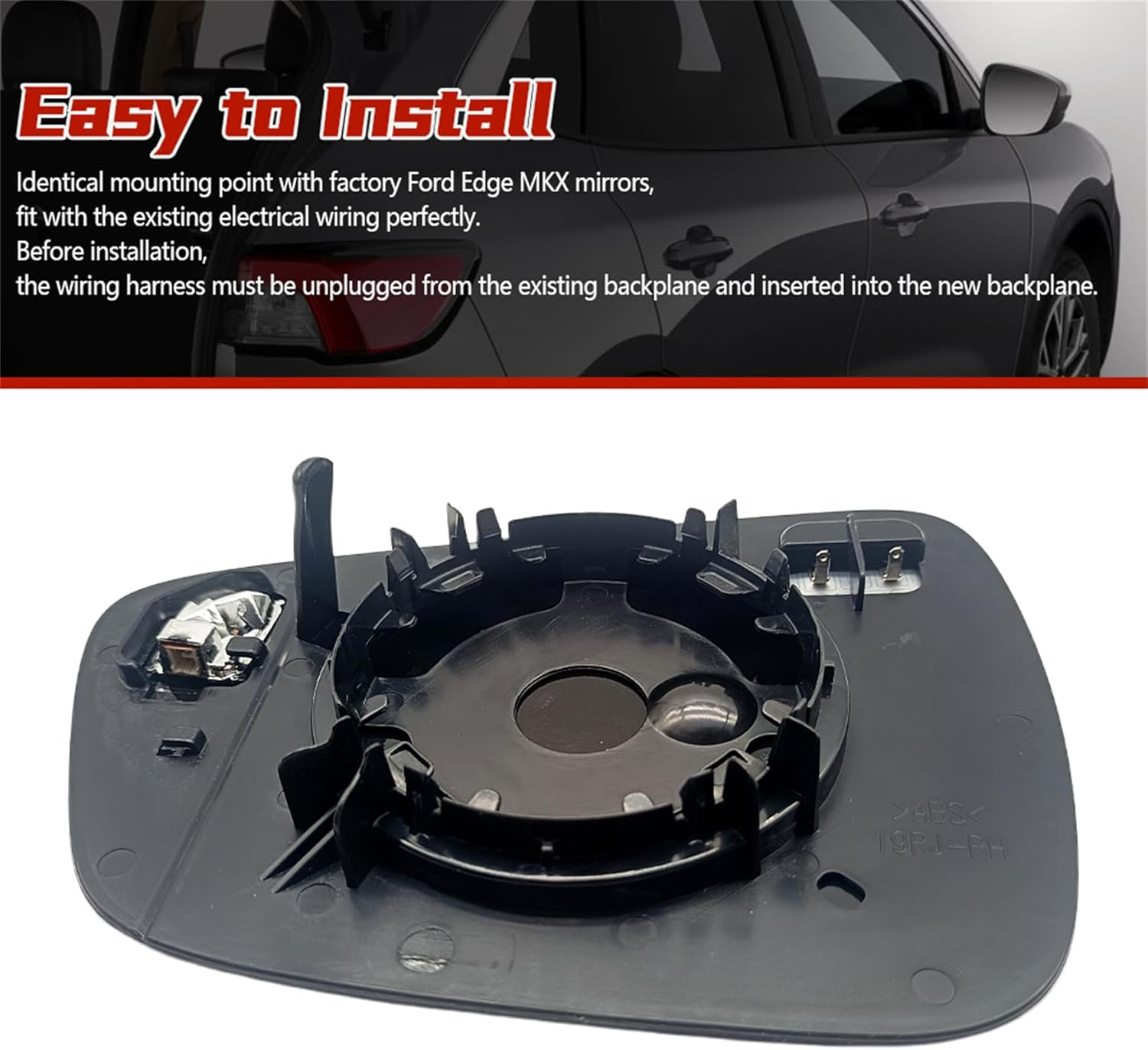 SIDMILE Passenger Side Heated Mirror Glass W/Blind Spot Automotive Replacement Parts Fit for Ford Escape 2020-2024 Right Side Mirror with Backing Plate without Auto Dimming image number 1