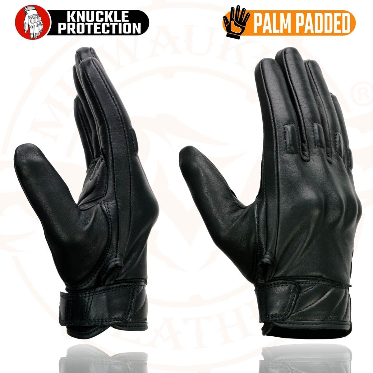 Milwaukee Leather MG7521 Men'S Leather Gloves with Gel Palm and Knuckle Protectors - Small image number 3