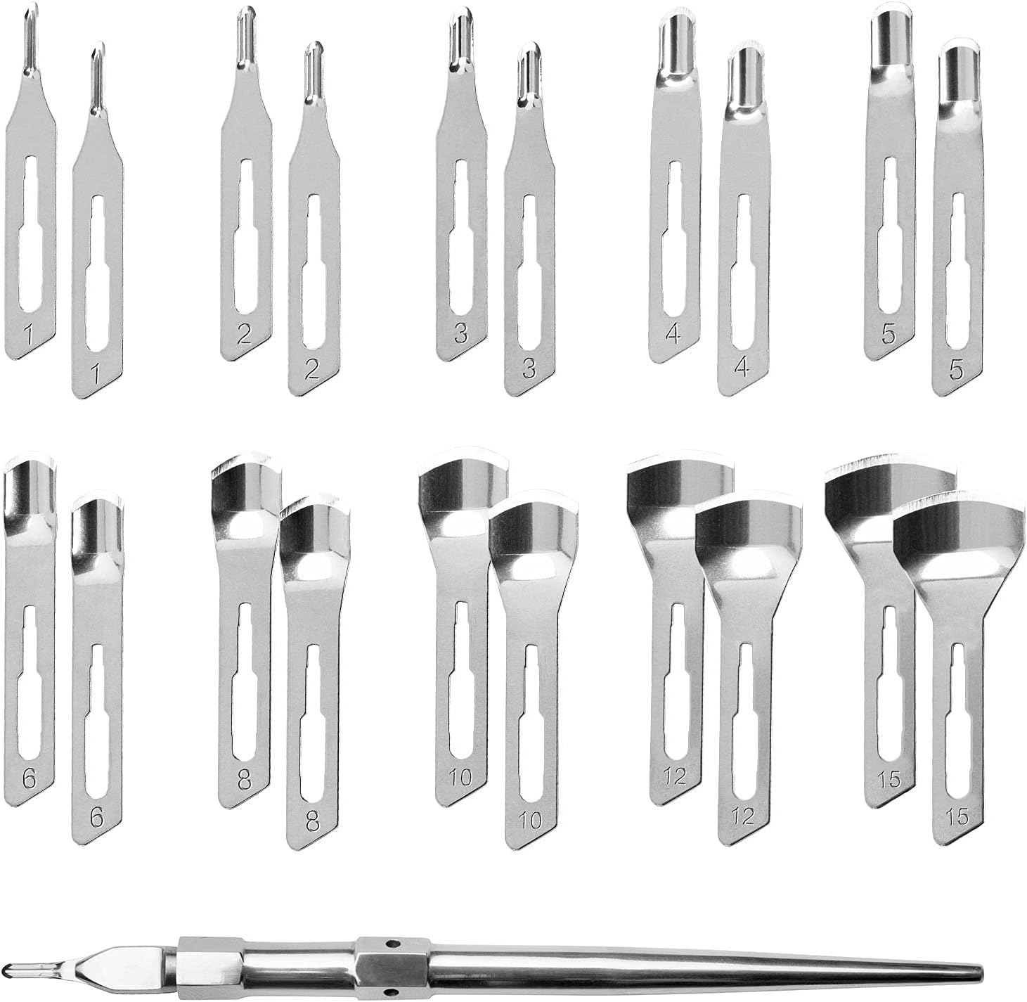Set 4, 20 X Hollow Chisel Blades (2 X Each), 1 X Holder for Foot Care, 10 Sizes Mix Set Starter Set