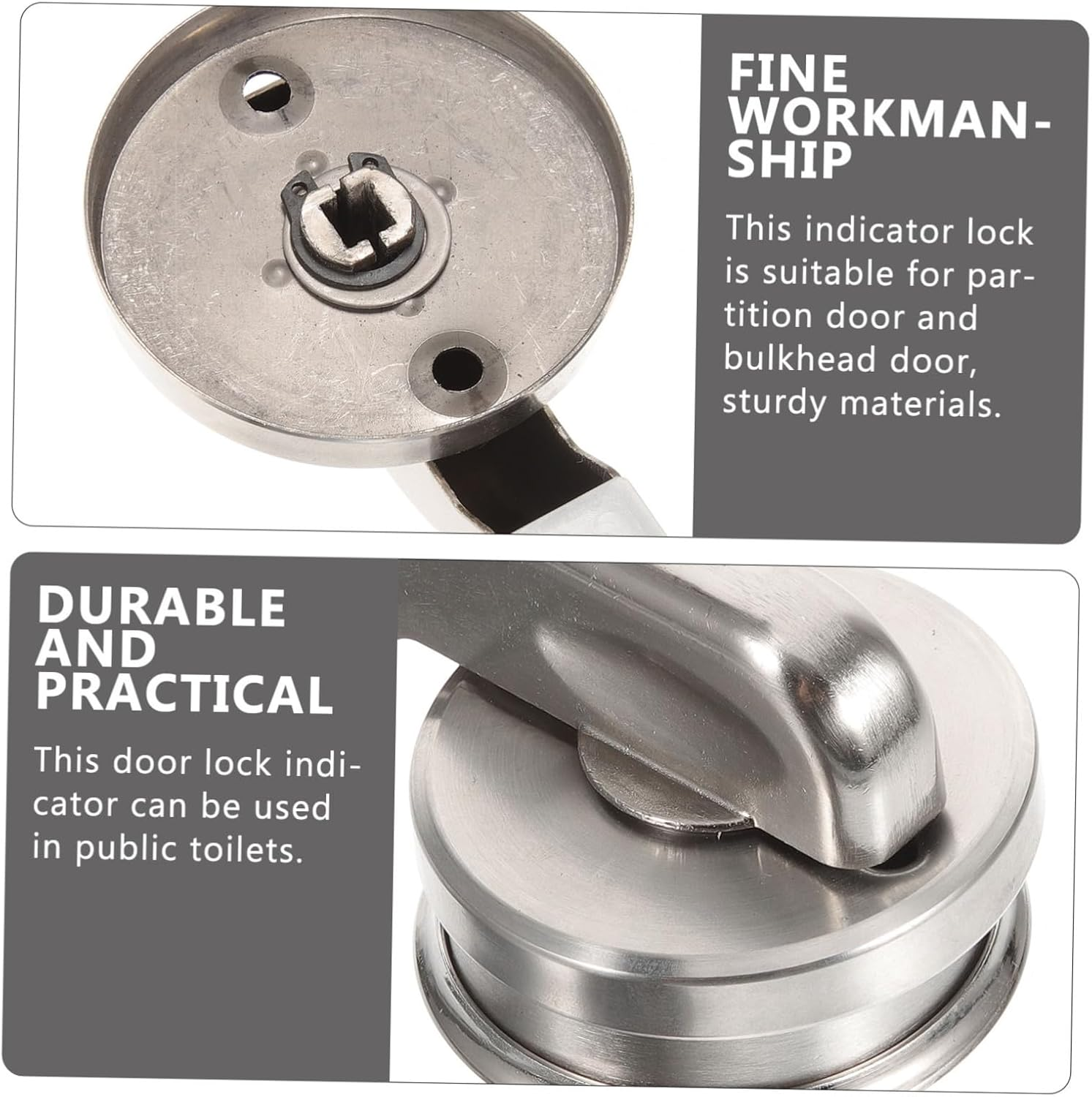 VILLFUL Stainless Steel Toilet Door Lock Hotel Room Door Lock Door Lock for Hotel Rooms Vacant Occupied Sign Door Lock Door Handle Lock Door Lock for Bathroom Zinc Alloy Indicator Lock image number 4