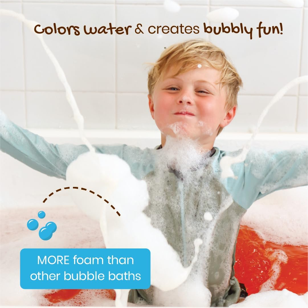 Honeysticks Kids Bubble Bath 3 Pk (Blue, Red, Yellow) - Changes Water Colour, Mix for More Colours - Super Foaming Bath Bubbles, Plant Based, Non Irritating, Safe for Toddlers 1-3, Kids 4-8, Bath Toys