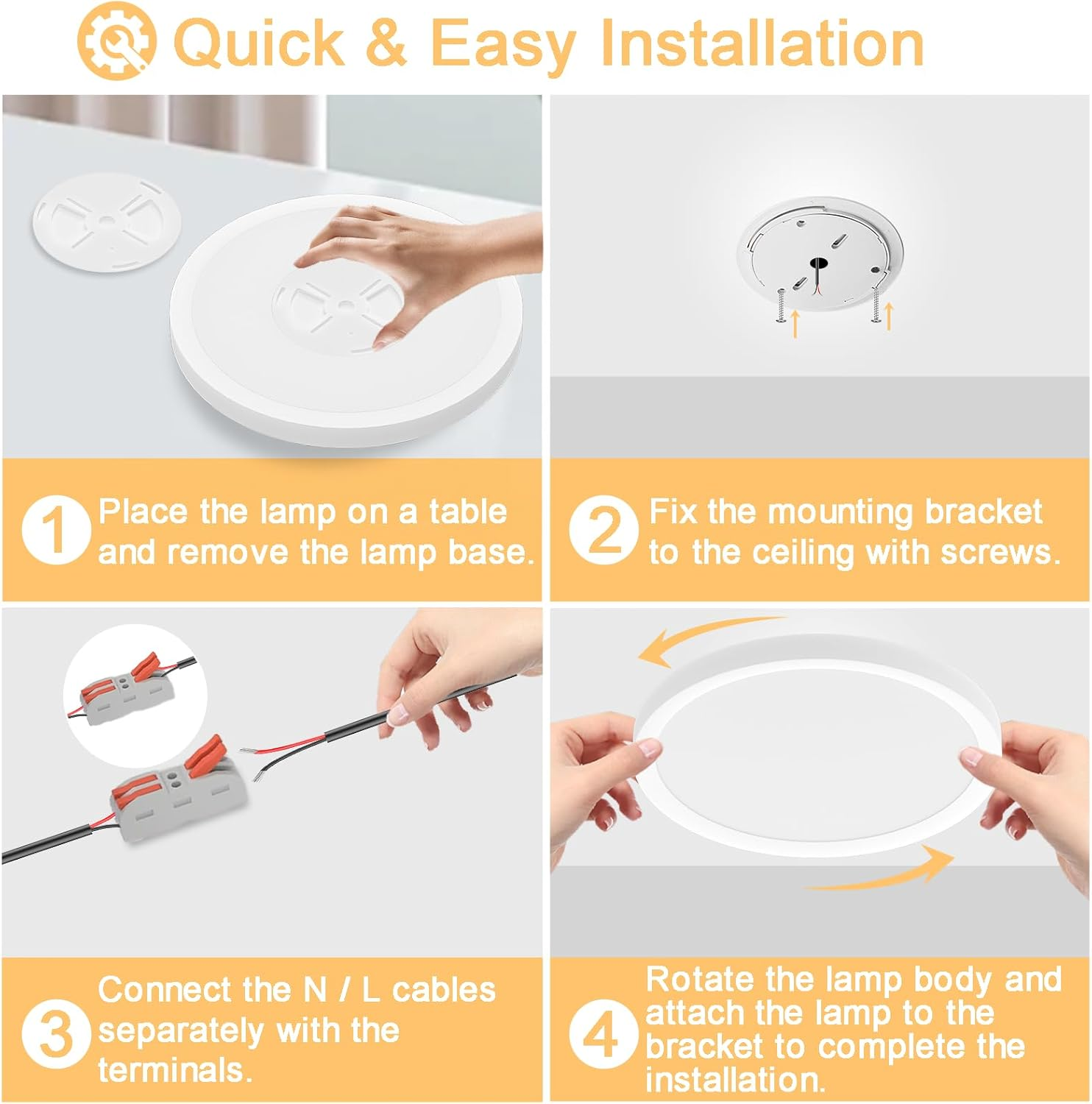 Bosite 30W 30Cm LED Ceiling Lights, 4000K 2700Lm round Ceiling Light Fixture, Ultra Thin Natural Light Ceiling Light, for Bedroom, Living Room, Kitchen,Corridor, Etc(Rustic) image number 2