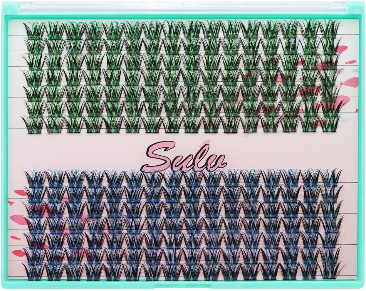 SULV False Eyelashes Cluster D Curl Lash Extensions Cluster 10-18Mm Colored Lashes Cluster Colorful Lashes Colors Dramatic Lash Clusters (Wm005-Black Green+Black Blue-18Mm)