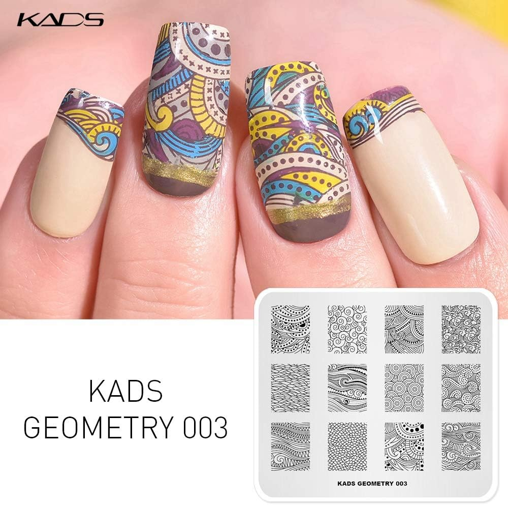 KADS 5Pcs Nail Stamp Plates Set Nails Art Stamping Plate Unique Irregular Geometry Pattern Nail Plate Template Image Plate image number 2