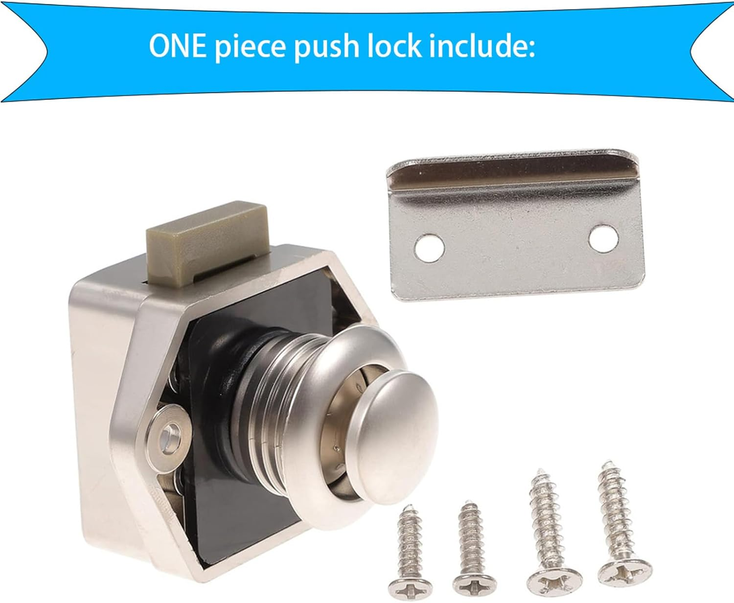 6 Pack Motorhome Push Locks,Cabinet Door Lock Catch with Push Button, Keyless Motorhome Lock Latch for Rvs, Motorhome, Yachts, Boats, Cut Out 20Mm RV Camping Cabin Push Lock (Pearl Nickel) - Pearl Nickel image number 5