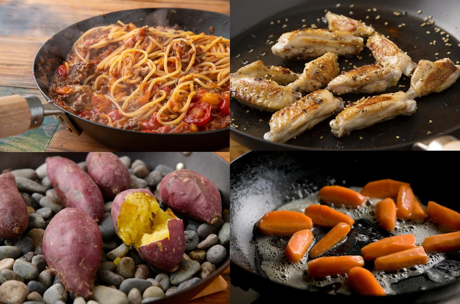 Riverlight JS2328 Kyoku Japan Iron Thick Plate Frying Pan with Lid Set, 11.0 Inches (28 Cm), Iron Nitride, Nitriding, IH Compatible, Rust Resistant, Made in Japan image number 1