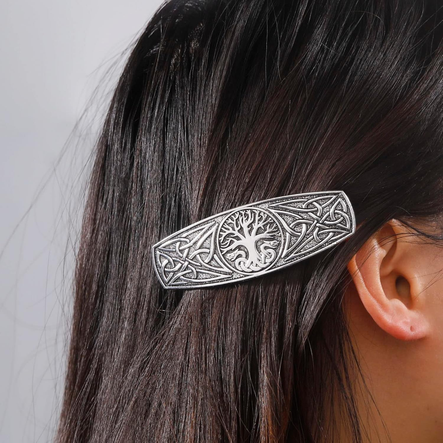 KKJOY Metal Celtic Knot Barrettes Vintage Two-Headed Dragon with Tree of Life Hair Clips Hand Crafted Spring Clip Hair Pin Headpieces Wedding Bridal Hair Accessories for Women Girls - Gold image number 3