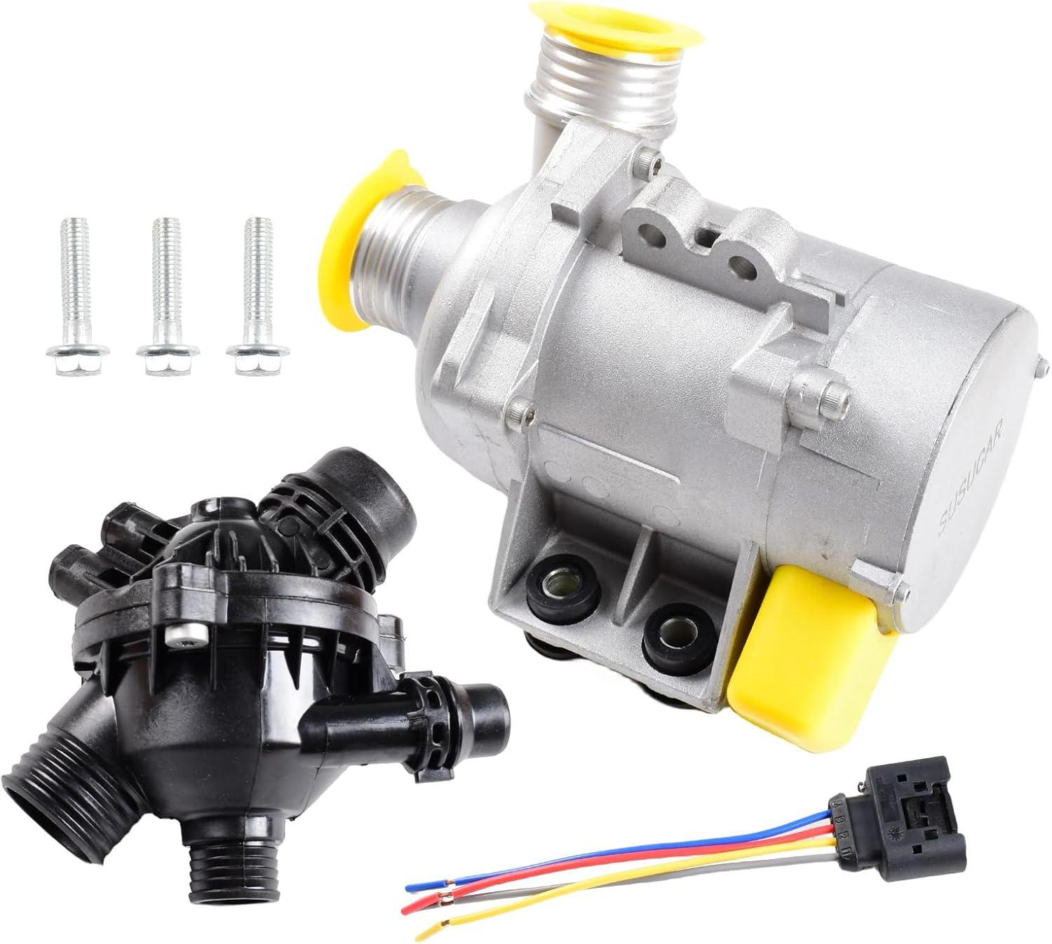 DOFOCH 11517563183 11517586925 Electric Engine Water Pump and Thermostat W/Bolt Compatible with BMW X3 Z4 X5 E90 328I 323I 128I 528I OE# 11517586924 11517546994 11517521584