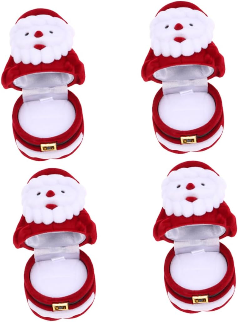 Ifundom 8Pcs Santa Storage Box for Earrings Ring Necklace Adorable Christmas Box Classic Traditional Design for Jewelry Case