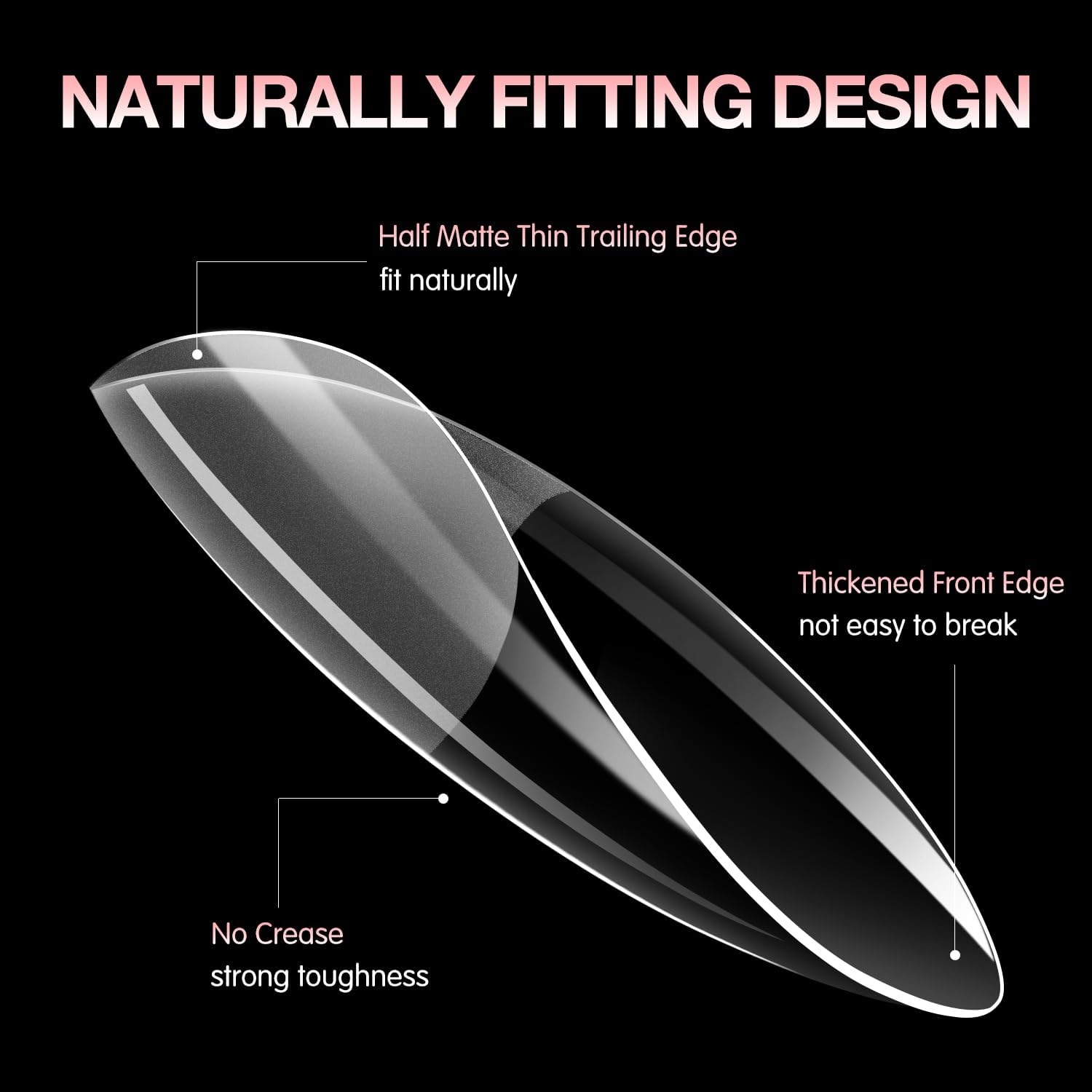 BEAUTPAL Long Stiletto Gel Tips 510Pcs Almond Press on Nails Pre-Shape Almond Nail Tips for Full Cover Acrylic False Nails for Nail Extension Nail Art, DIY Salon 15 Sizes Soft Gel Nail Tips image number 3