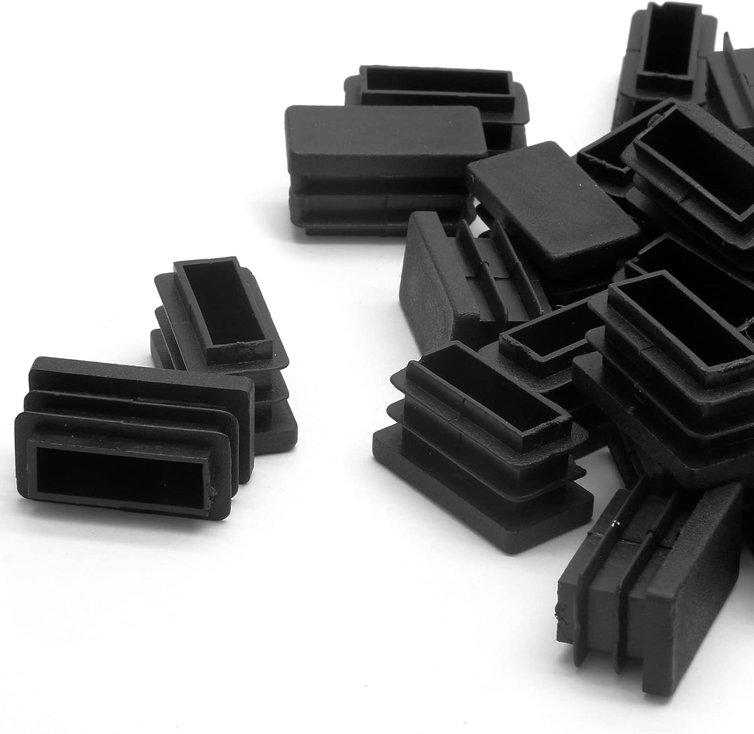 Piutouyar Rectangular Tubing End Caps, Plastic Plug Insert, Black End Cap for Tube Hole Insert, Fences, Furniture Non-Slip Protection (26Mm X 13Mm / 1.02 Inch X 0.5 Inch),32Pcs image number 1