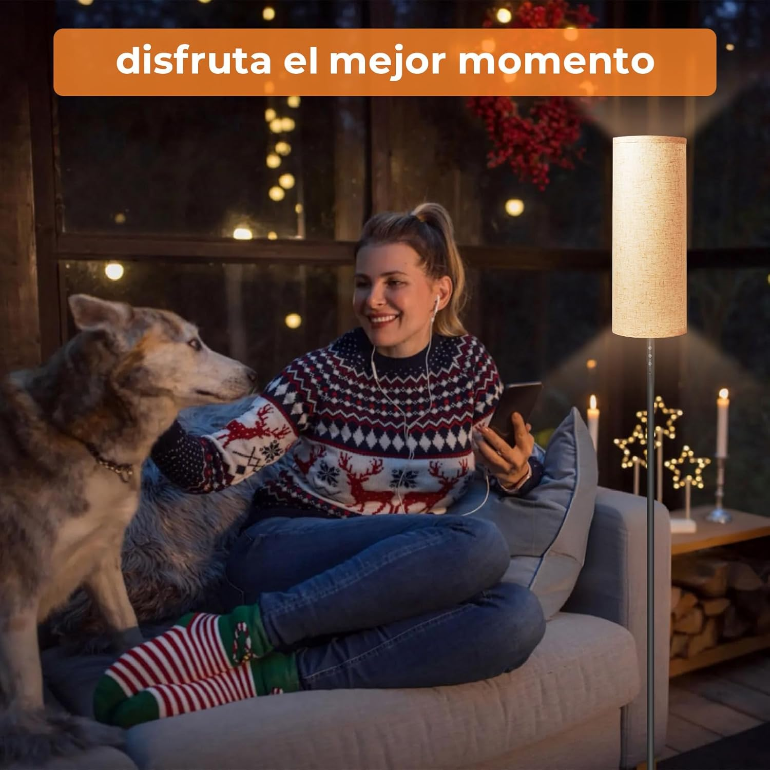 Crospin Dimmable LED Floor Lamp, Floor Lamp for Living Room, 3 Color Temperatures, Remote and Touch Control, Modern Standing Lamp Suitable for Office, Bedroom, Living Room(Long Linen Lampshade) image number 6