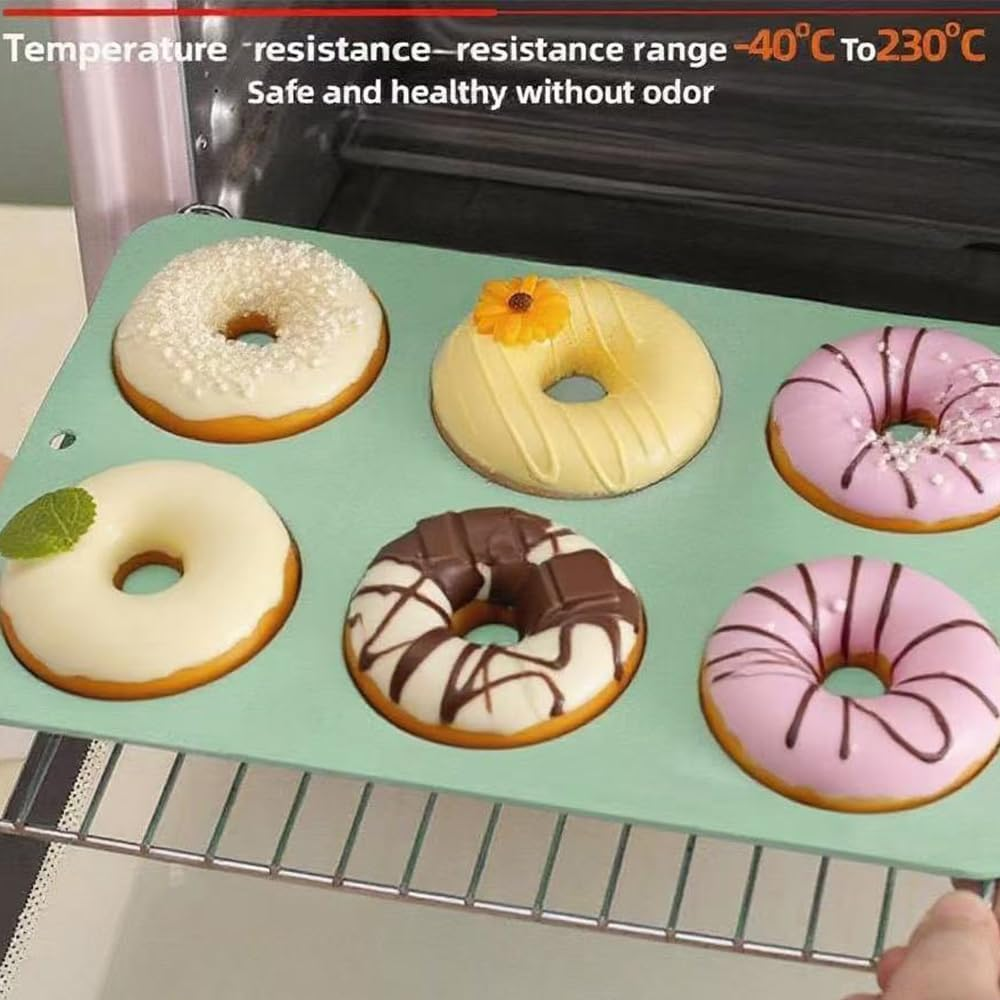 1-Pack Silicone Donut Baking Pan，Food-Grade Silicone,Cavity Donut Mold -Non-Stick, Universal for Cakes & Breads,Heat-Resistant & Easy to Clean，Silicone Baking Tray Doughnut Maker Moulds image number 1