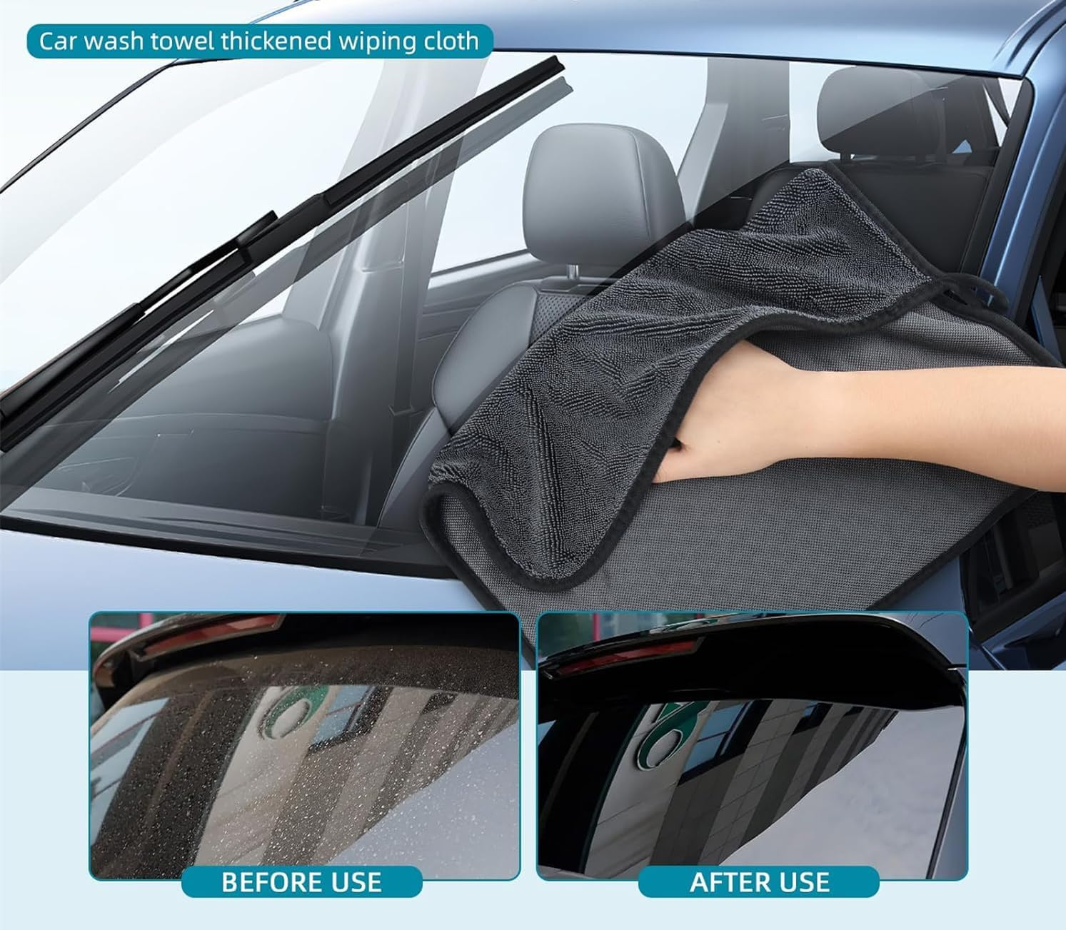 Microfiber Drying Towels for Cars Wash Lint-Free Streak-Free Cleaning Cloth Super Absorbent Ultra Soft Auto Detailing Supplies, 60 X 40 CM, 3 Pack image number 2