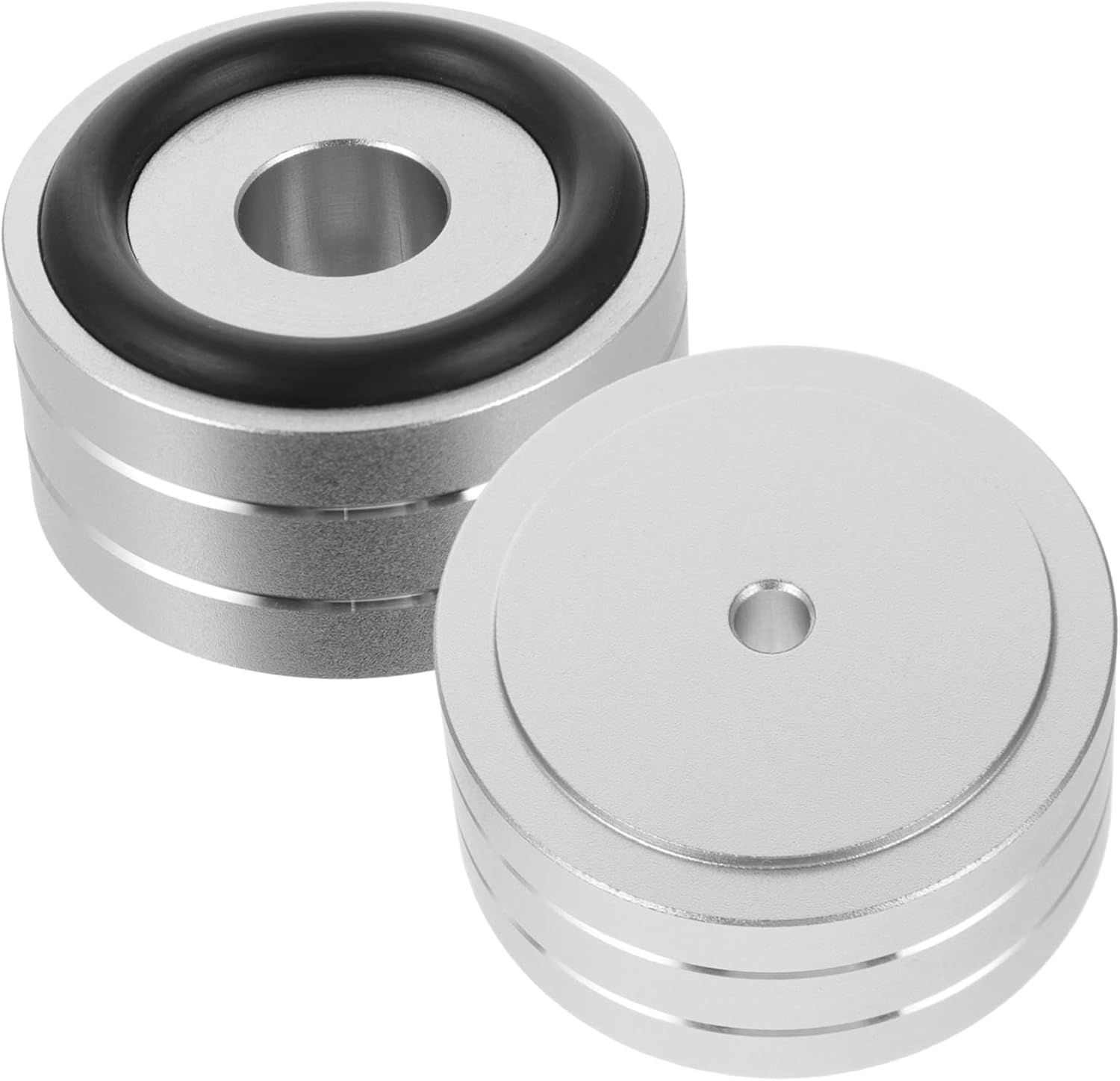 SUPVOX 2Pcs Amplifier Feet Pad Aluminium Alloy Speaker Spikes Detachable Rubber Ring anti Vibration Feet Universal Subwoofer Stand Silver