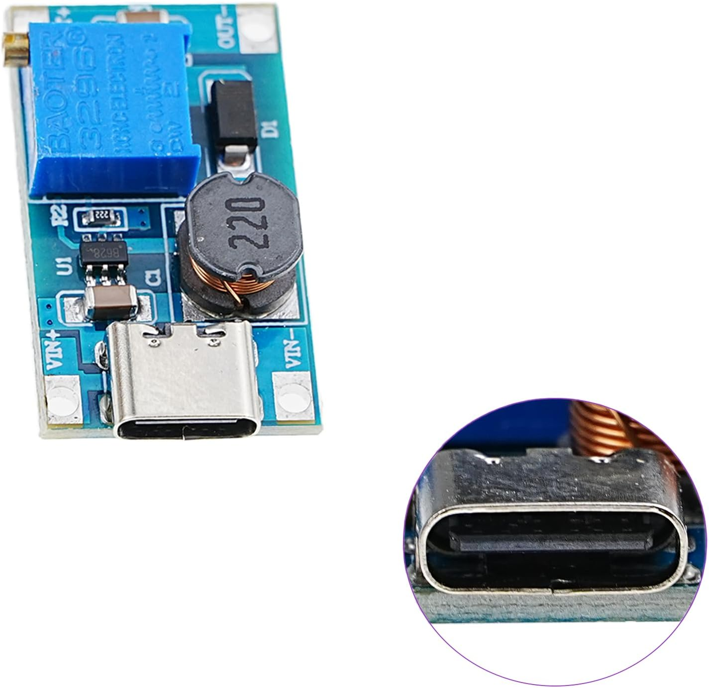 10Pcs Type-C MT3608 2A DC-DC Boost Converter Adjustable Module Voltage Regulator Board Input Voltage 2V-24V to 5V-28V Output Stabilized Booster (10Pcs Type-C Connector) image number 4