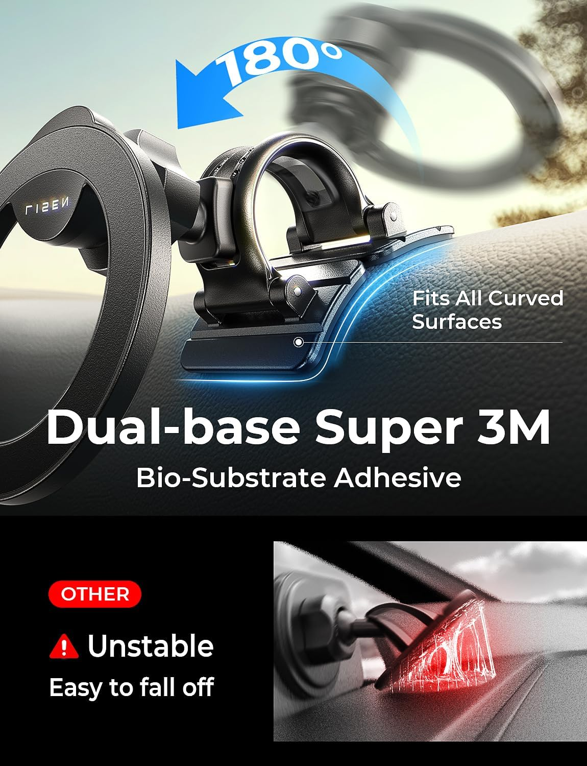 LISEN for Magsafe Car Mount [24 Strong Magnets] Magnetic Phone Holder Car Magsafe Phone Holder Mount [360&deg;Rotation Car Phone Mount] Car Accessories for Iphone 17 Pro Max 16 15, Pixel 10 Pro XL image number 2