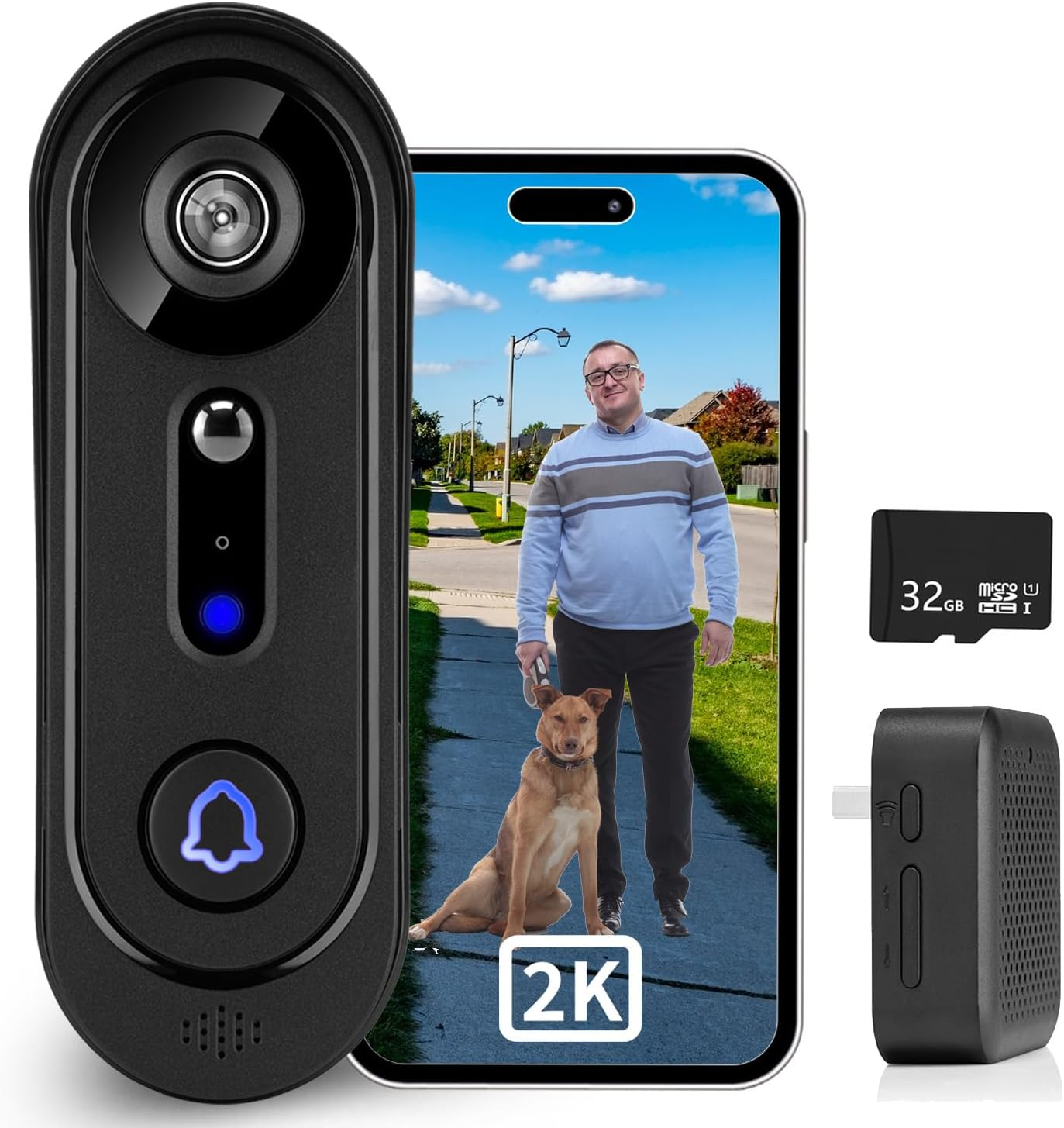 Doorbell Camera Wireless 2K, Video Doorbell with Chime,Cloud Storage,Human Motion Detection, Real Time,2-Way Audio, Night Vision, IP65, 166&deg;Wide Angle image number 3