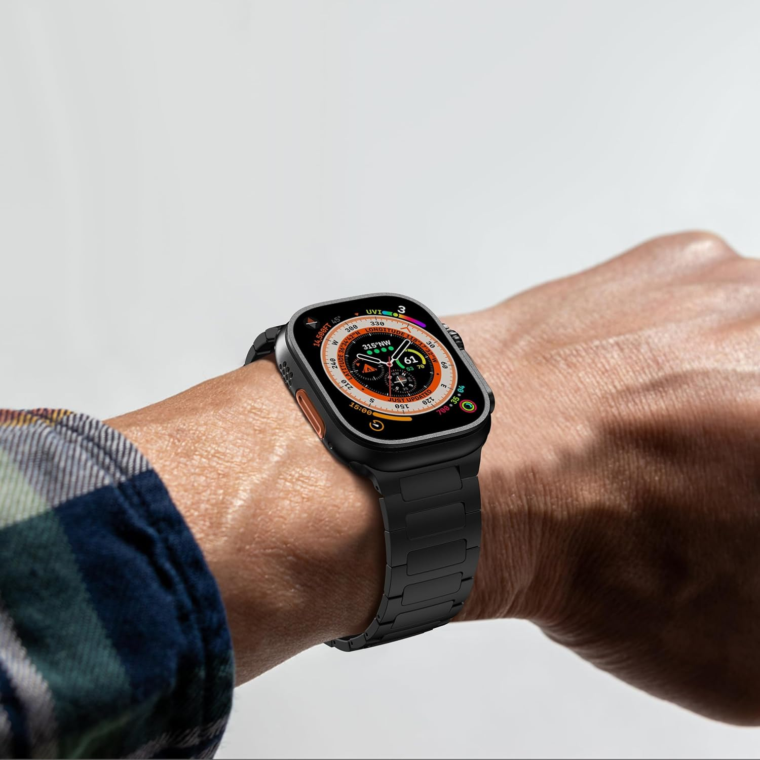 Zumyzu Titanium Bands Compatible with Apple Watch Ultra 3/2/1 Series 11 10 9 8 7 6 5 4 SE, Band for Apple Watch 49Mm 46Mm 45Mm 44Mm, 49G Lightweight Pure Titanium Metal Strap for Iwatch - Black image number 5