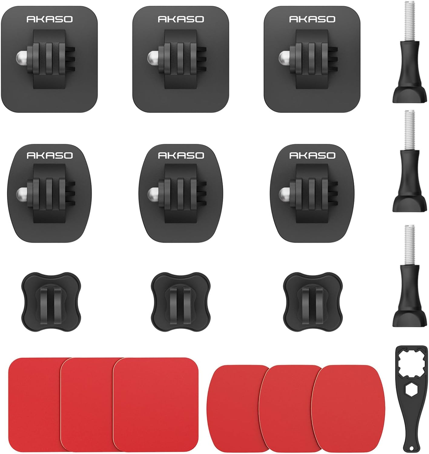 AKASO Helmet Sticky Mounts Adhesive Buckle Mount Screw Accessory Kit Compatible with Gopro Hero 13 12 11 10 Max 9 8 7 6 5 Session DJI Osmo Insta360 AKASO Action Cameras image number 1