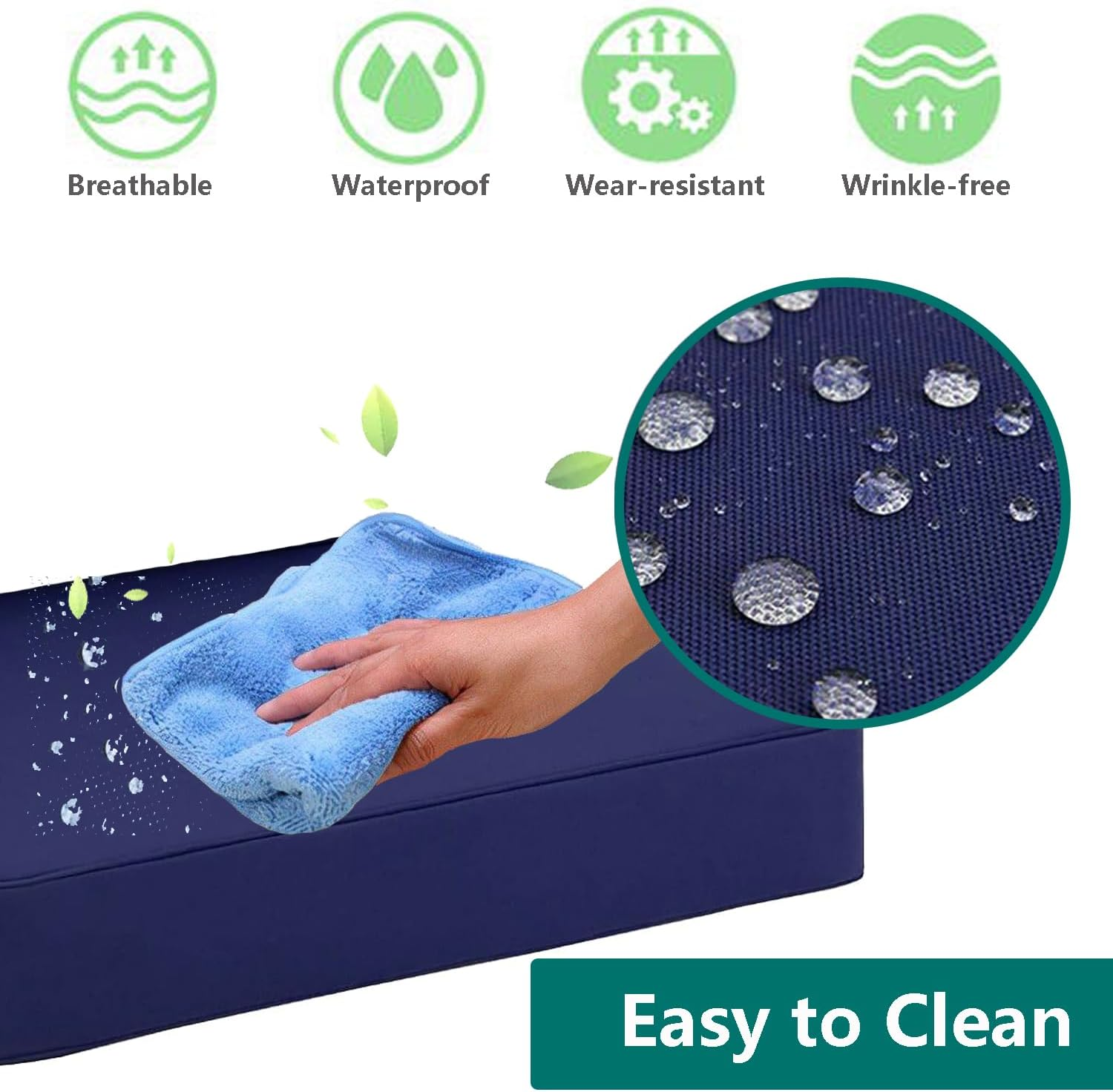 Oslimea Outdoor Patio Cushion Covers Replacement 25X27X5 Inch 2Pack Patio Furniture Cushion Seat Cover Waterproof Washable Sofa Couch Chair Slipcover Furniture Protector for Indoor Outdoor, Blue