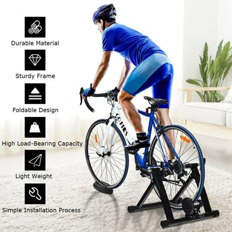 Bike Trainers for Indoor Riding, Folding Stationary Bike Stand with Magnetic Flywheel for Bicycle Cycling Training, 26&rsquo;&rsquo; - 29&rsquo;&rsquo; Wheels Road & Mountain Bikes image number 3