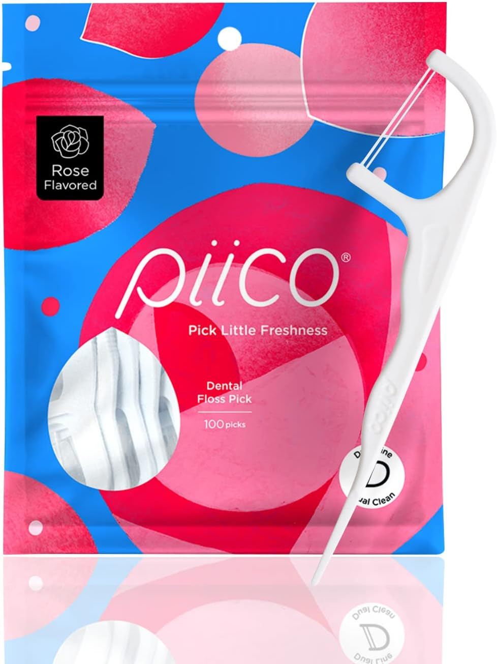 Piico Rose Floss Picks with Xylitol, 100 Counts, Unbreakable and Shred-Resistant Flossers for Adults, Resealable Pack, Long-Lasting Unique Flavored Dental Floss Picks, Doubles as Portable Dental Picks image number 5