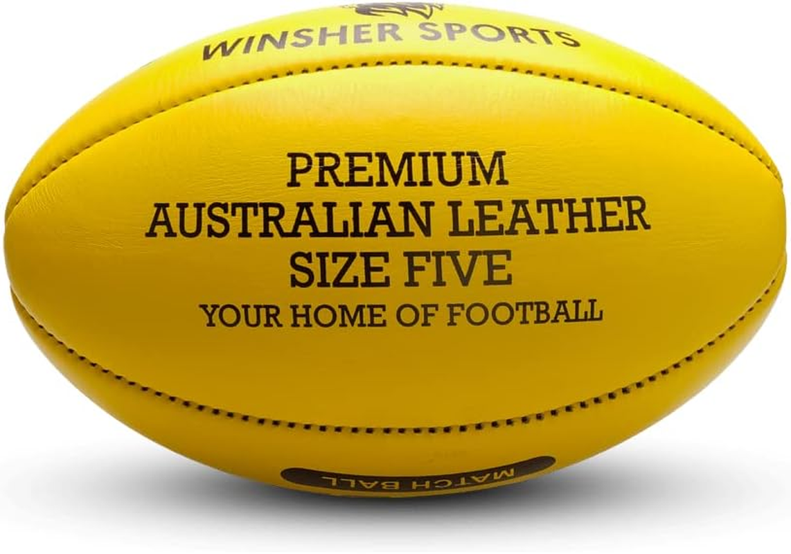 Winsher Storm Australian Leather - Australian Rules Football - Size 4 & 5 Yellow image number 6