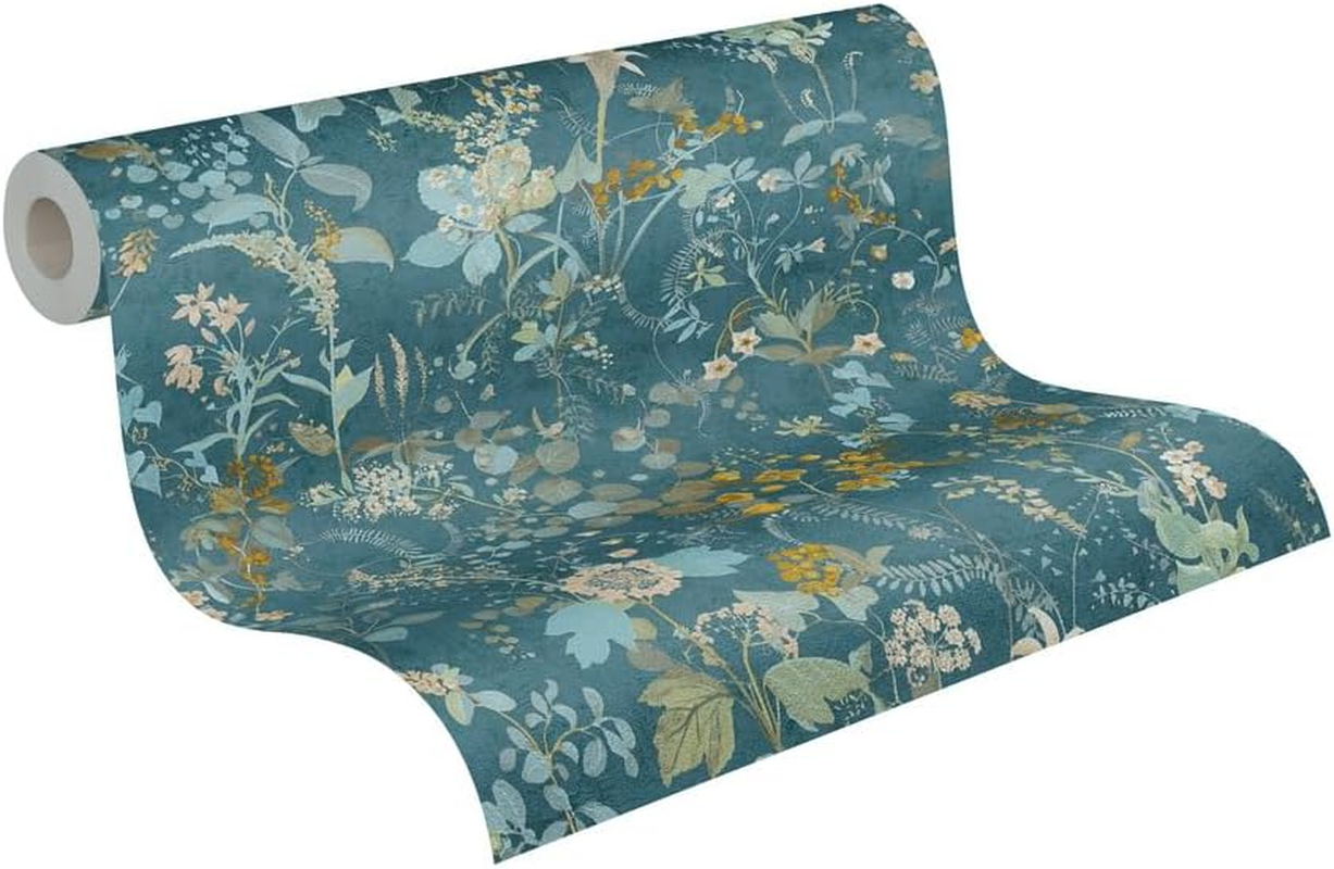 A.S. Cr&eacute;ation the Bos 388253 Non-Woven Wallpaper Petrol Blue Jungle Wallpaper 10.05 M X 0.53 M Made in Germany