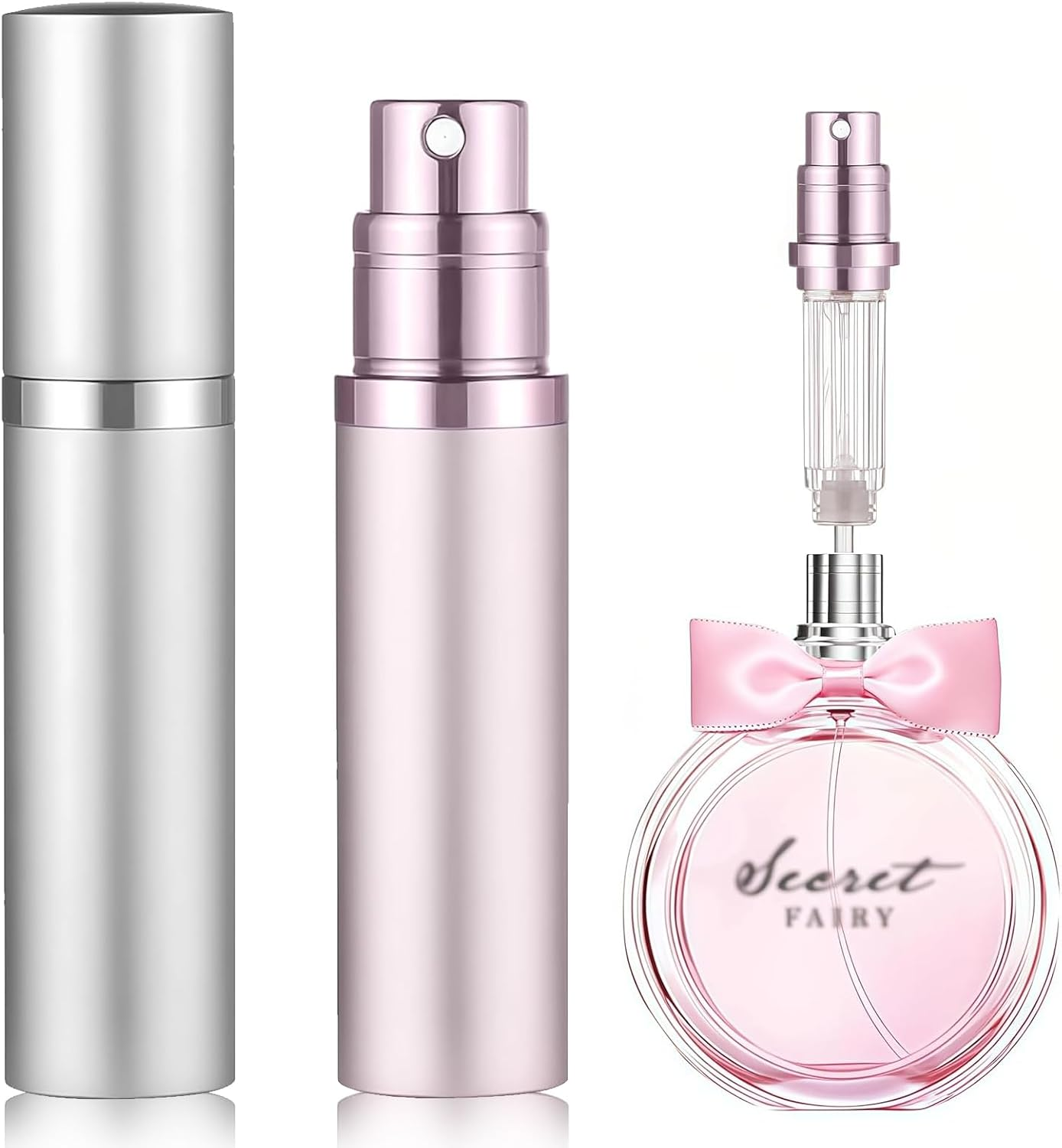 Raheem Pack of 2 Perfume Atomisers, 5 Ml Mini Perfume Atomiser for on the Go Perfume Filler with Protective Cap, Perfume Atomiser Refillable for Travel, Holiday, Camping, Business image number 4