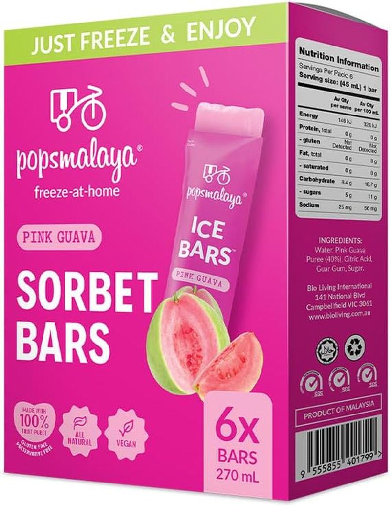 Pops Malaya Freeze-At-Home Sorbet Bars - Pink Guava 6X45Ml
