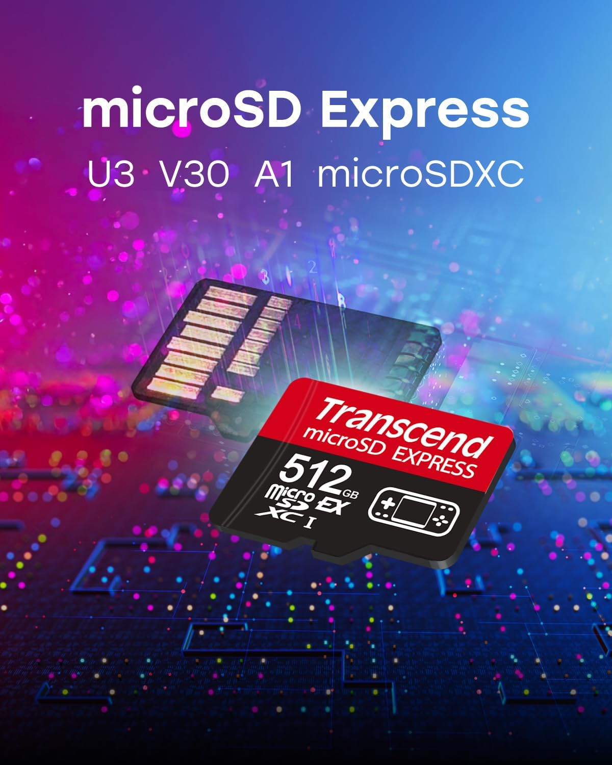 Transcend USD710 512GB Microsd Express Card, up to 900Mb/S, for Nintendo Switch 2/AR VR Devices, 4K 8K UHD Video Memory Card for ROG Ally/Steam Deck/Msi Claw/Gopro/Insta360/Dji/Drone, A1 V30, UHS-I U3 image number 3