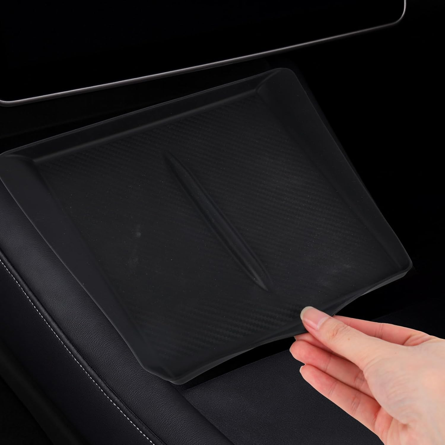 Center Console Non Slip Pad, Center Console Wireless Charging Pad Non-Slip Silicone Mat Suitable for 2026 2025 Model 3/Y Juniper New (Black) image number 5