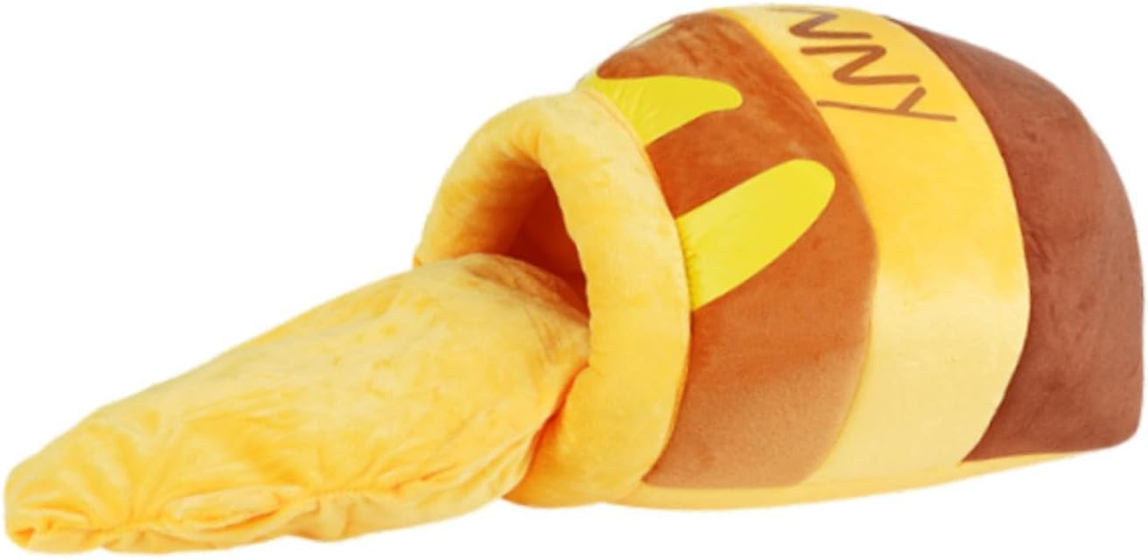 Yuksok Hoeny Pot Cat Bed Cave Soft Semi Enclosed Cartoon Nonslip Bottom Hideout Winter Warm Pet House Pet Bed for Cat Dog Puupy, Yellow image number 1