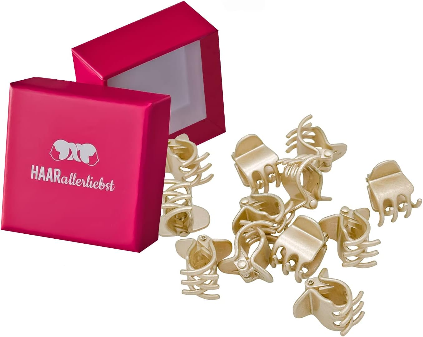Haarallerliebst Hair Clips for Blonde Hair (Pack of 12 | Rose Gold | 2 Cm) with Box for Storage