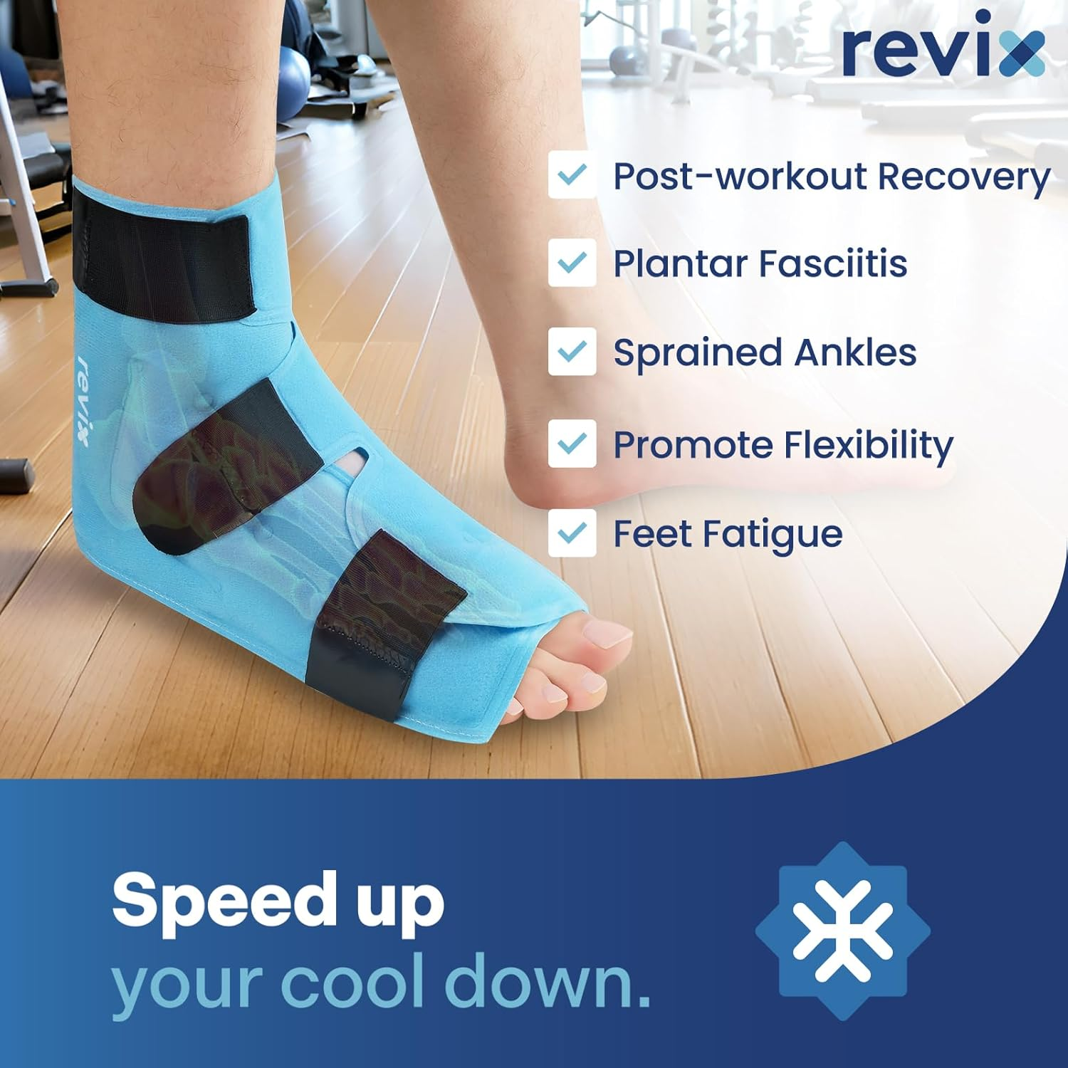REVIX Extra Large Ankle Ice Pack for Foot Discomfort, Reusable Gel Cold Pack with Cold Compression Therapy, Full Coverage Ankle Ice Wrap for Post-Workout Recovery, Plantar Fasciitis image number 6