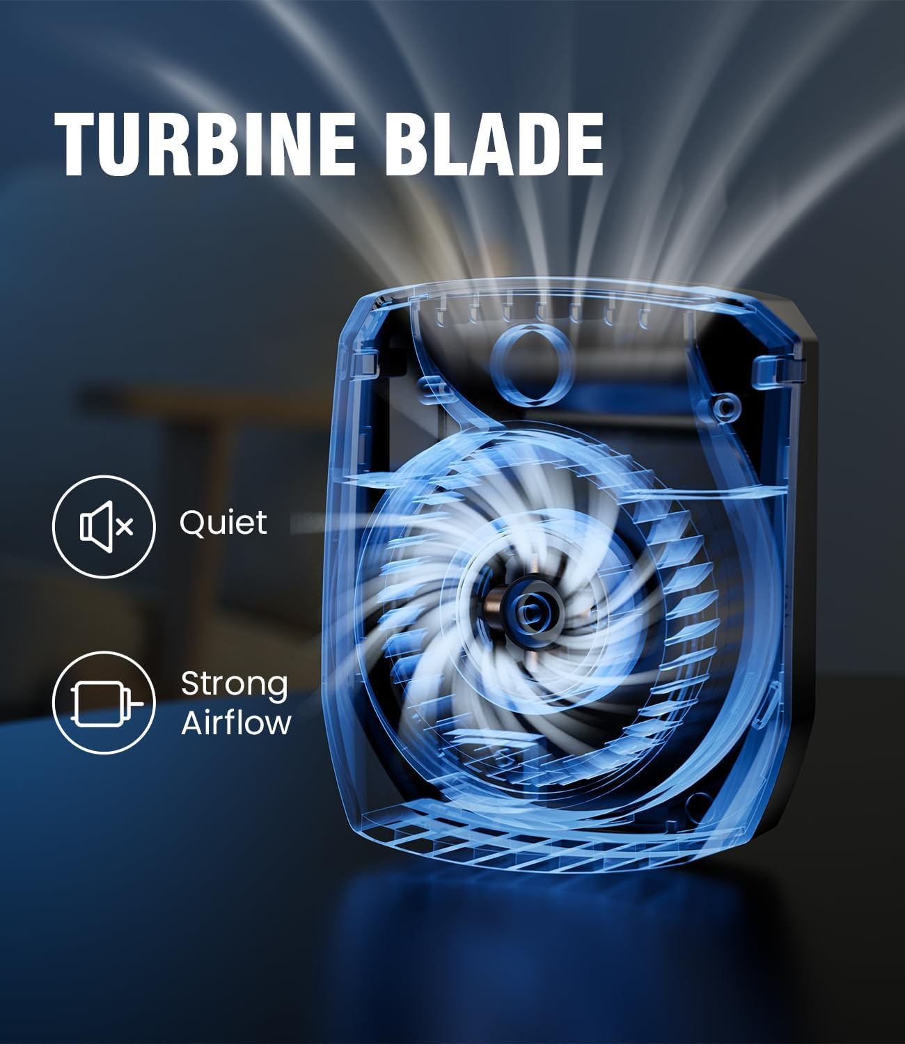 LEMOISTAR Portable Mini Waist Clip Fan, 5000Mah Battery Operated Hand-Free Wearable Necklace Fan, Max 20H Working Time, 3 Speeds, Rechargeable USB Personal Cooling Fan for Garden,Traveling-Blue image number 1