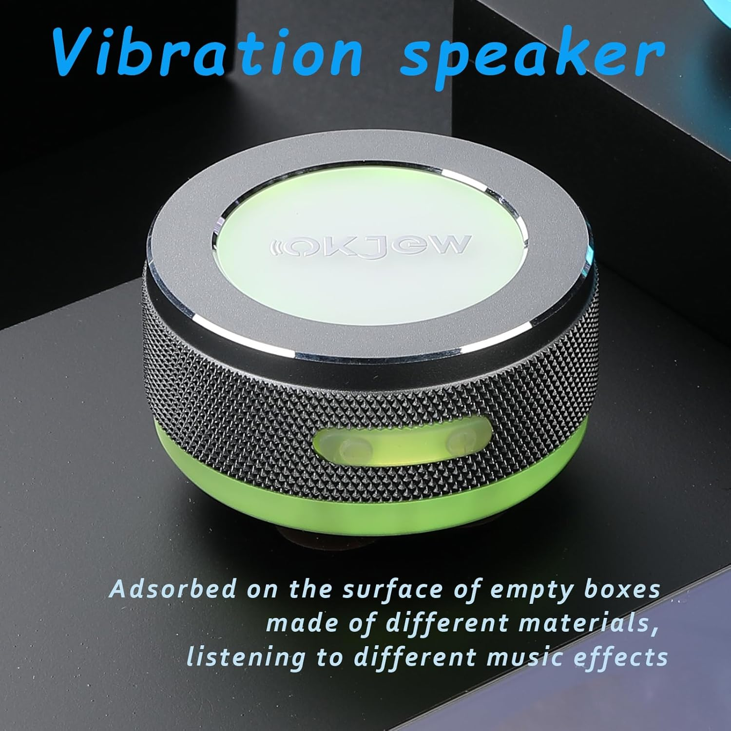 Okjew Bone Conduction Speaker Bluetooth Vibrating Speakers with Colorful LED Lights Portable Surface-Adsorption Speakers for Unique Sound Effects Ideal for Home, Outdoor and Party Use (Blue) - Pink image number 7