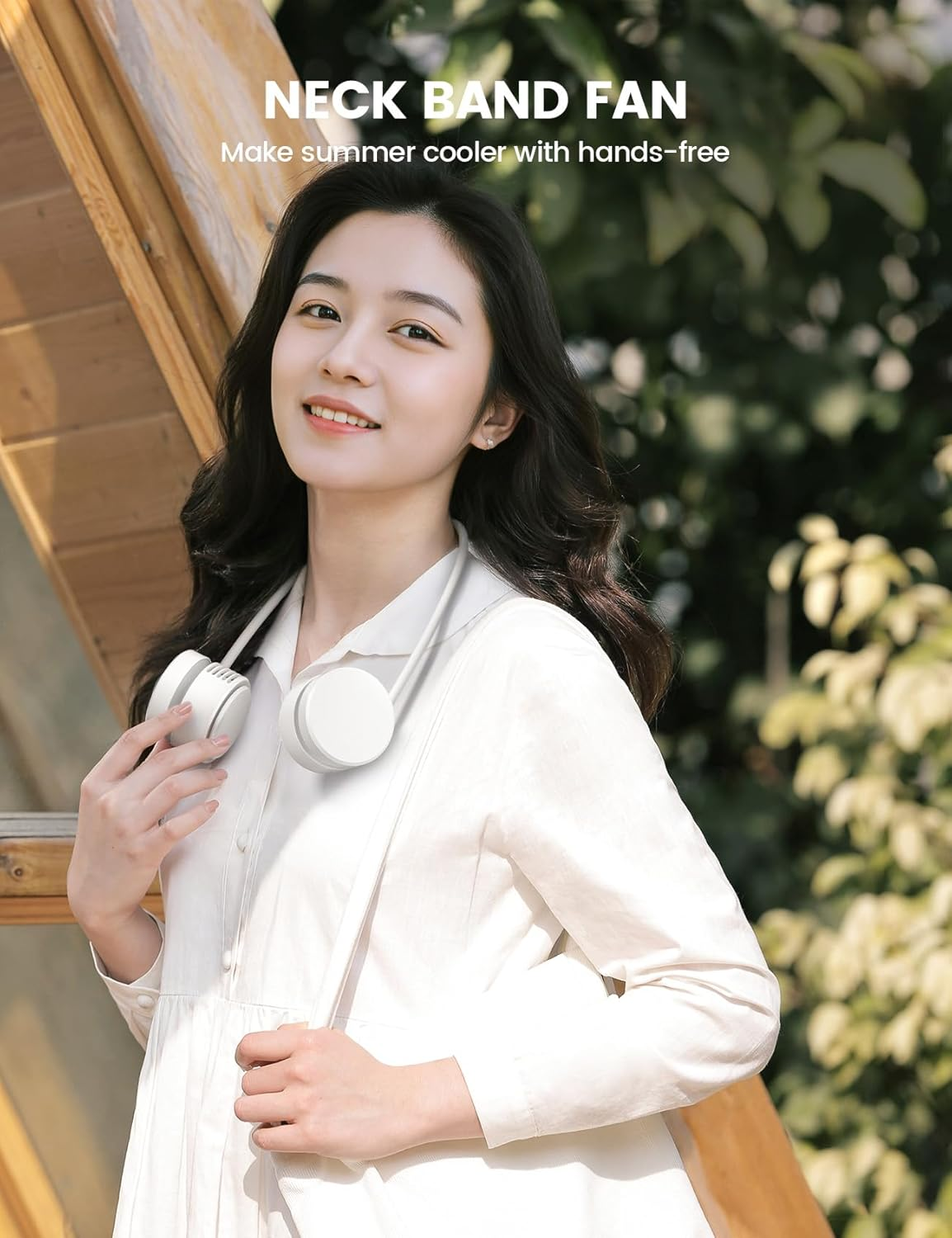 Portable Neck Fan, Hands Free Fans - Lightweight Comfortable 360&deg; Cooling Personal Fan, Upgrade Wearable Quiet Neckfan for Outdoor Indoor Travel, Fans Blow Cold Air, Battery USB Rechargeable, 3-Speeds image number 5