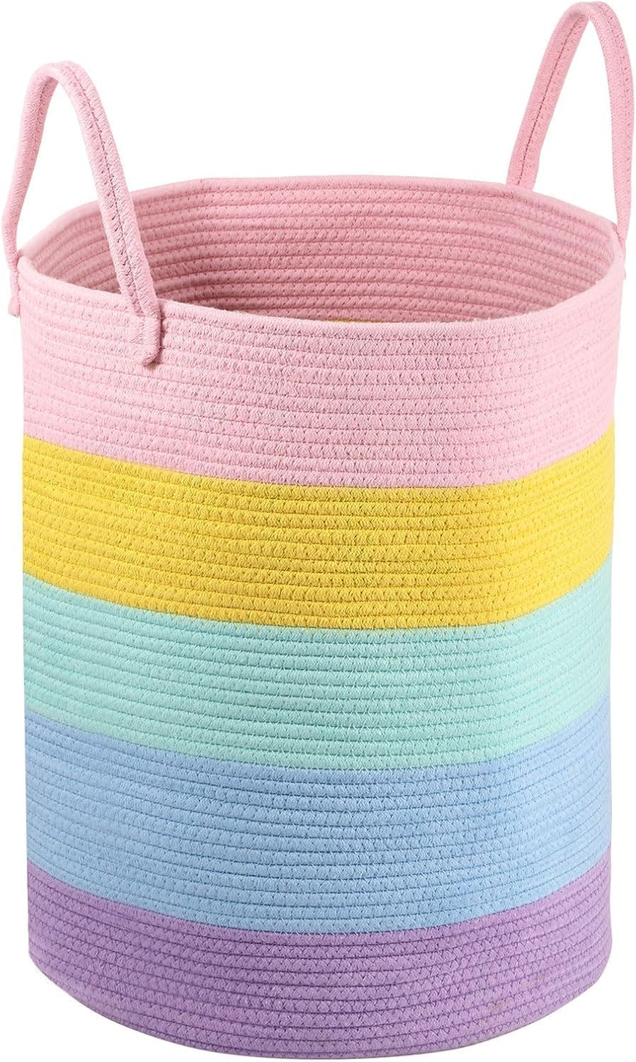 Limcryspp Cotton Rope Woven Laundry Basket - Large-Capacity Clothing and Toy Storage Basket | Room Organization Basket, Suitable for Storing Pillows and Blankets in the Living Room