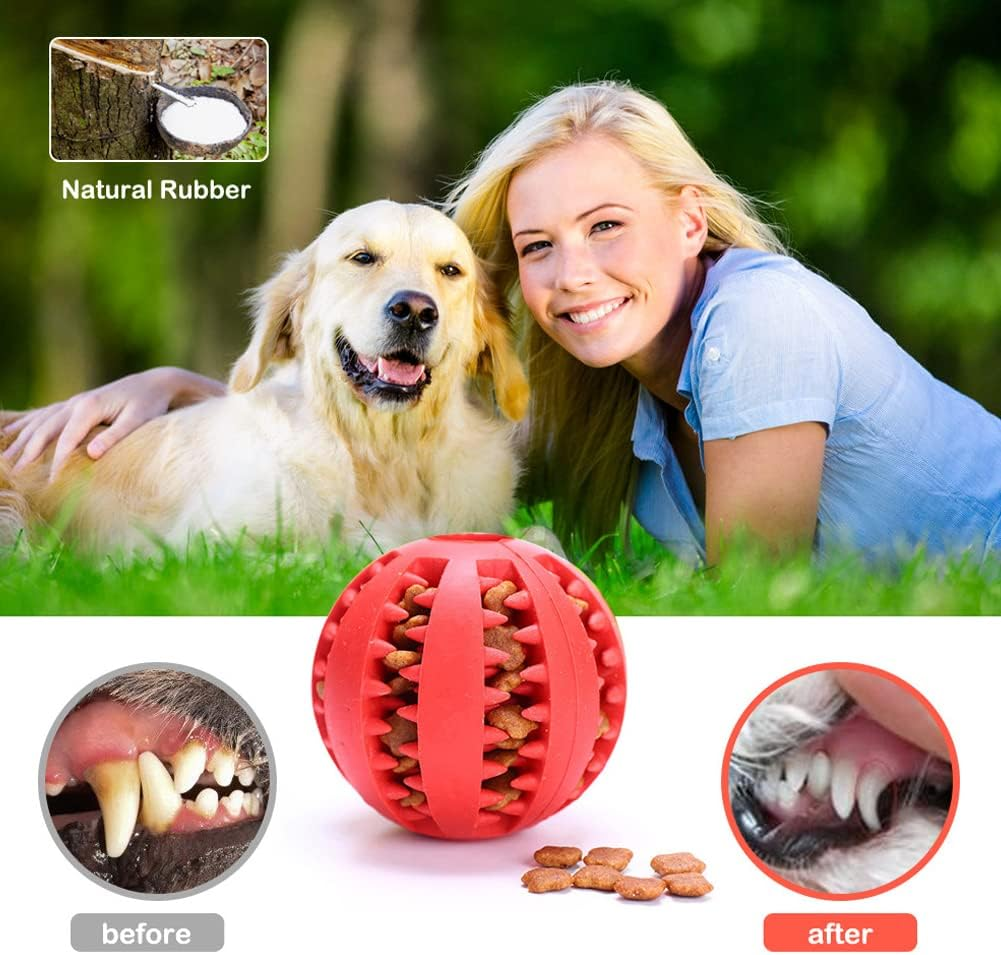 YSHIGUING 2 Pcs Dog Toy Ball 7Cm Dispenser Ball Toy Interactive Enrichment Dog Toys for Boredom Small Dog Puzzle Toy Teeth Cleaning Chew Toy Exercise Game IQ Training Ball for Indoor Puppy Cat (A)