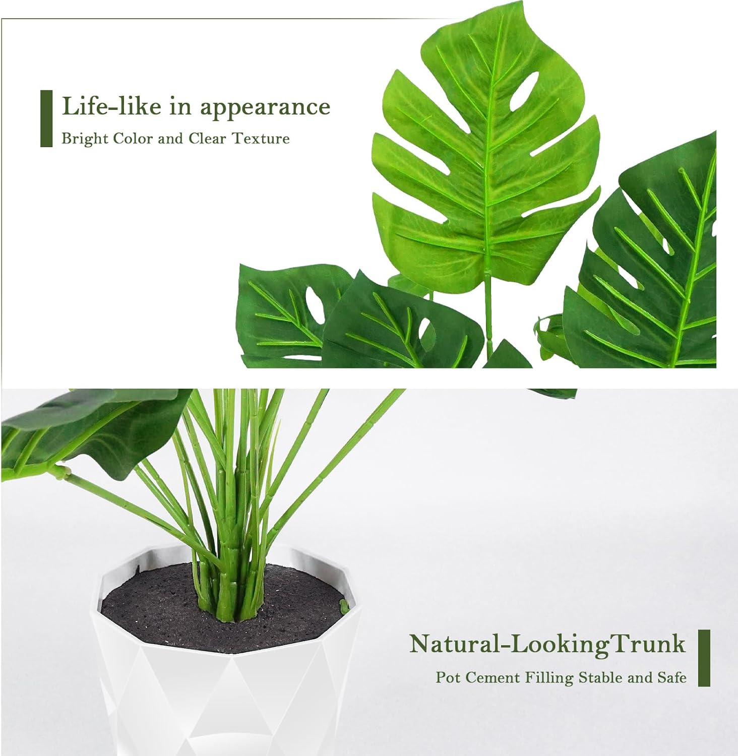 Auolen 28" (70Cm) Tall Artificial Monstera Deliciosa Plants, Faux Swiss Cheese Floor Plants Fake Tropical Silk Tree with Pot for Indoor Outdoor Office House Living Room Home Decor