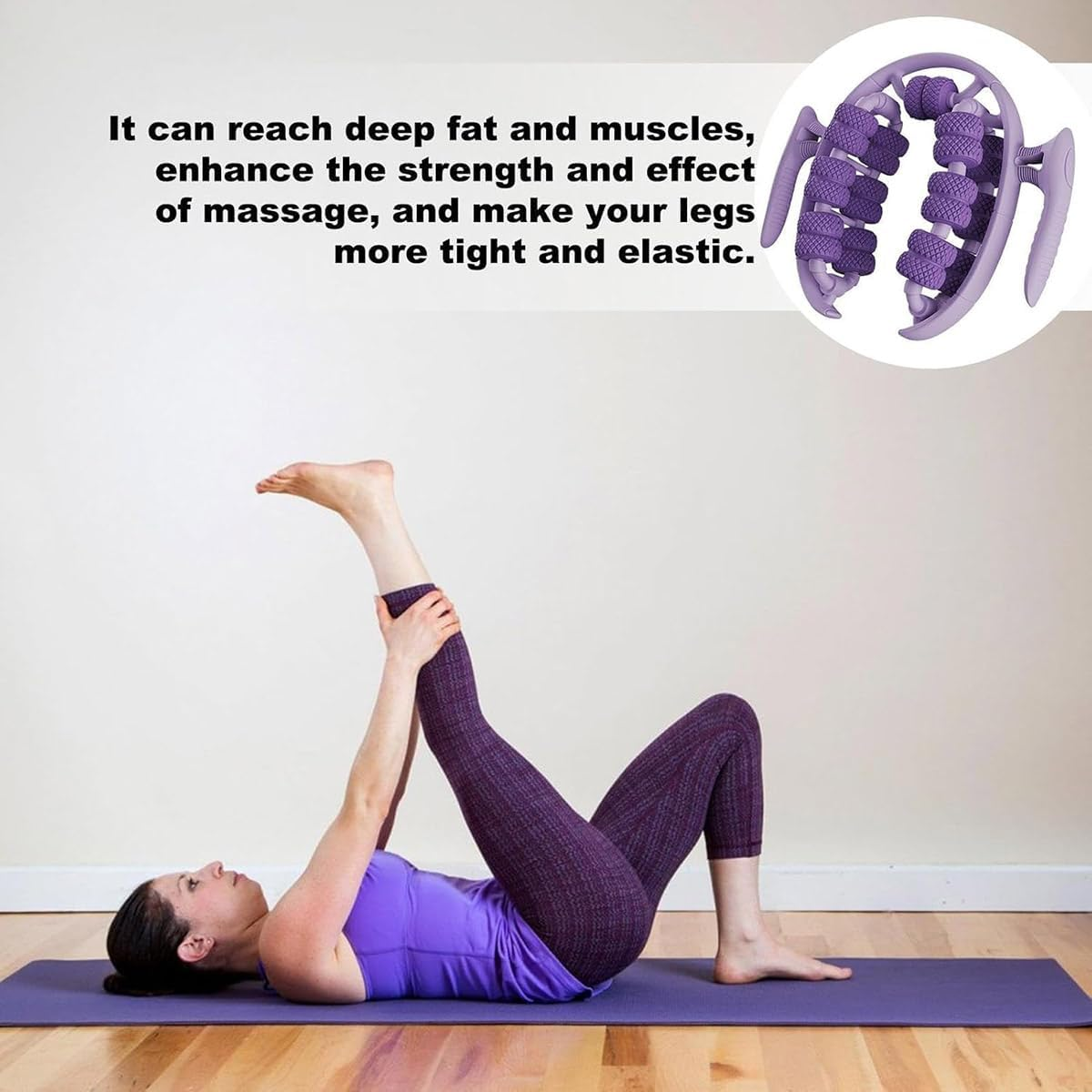 AIMALL Enhanced Fitness Roller, 26-Round Leg Massager Ring, Leg Roller Calf Muscle Relaxation, Yoga Wheel, Deep Tissue Massage for Improved Circulation and Muscle Tone - Pink image number 5