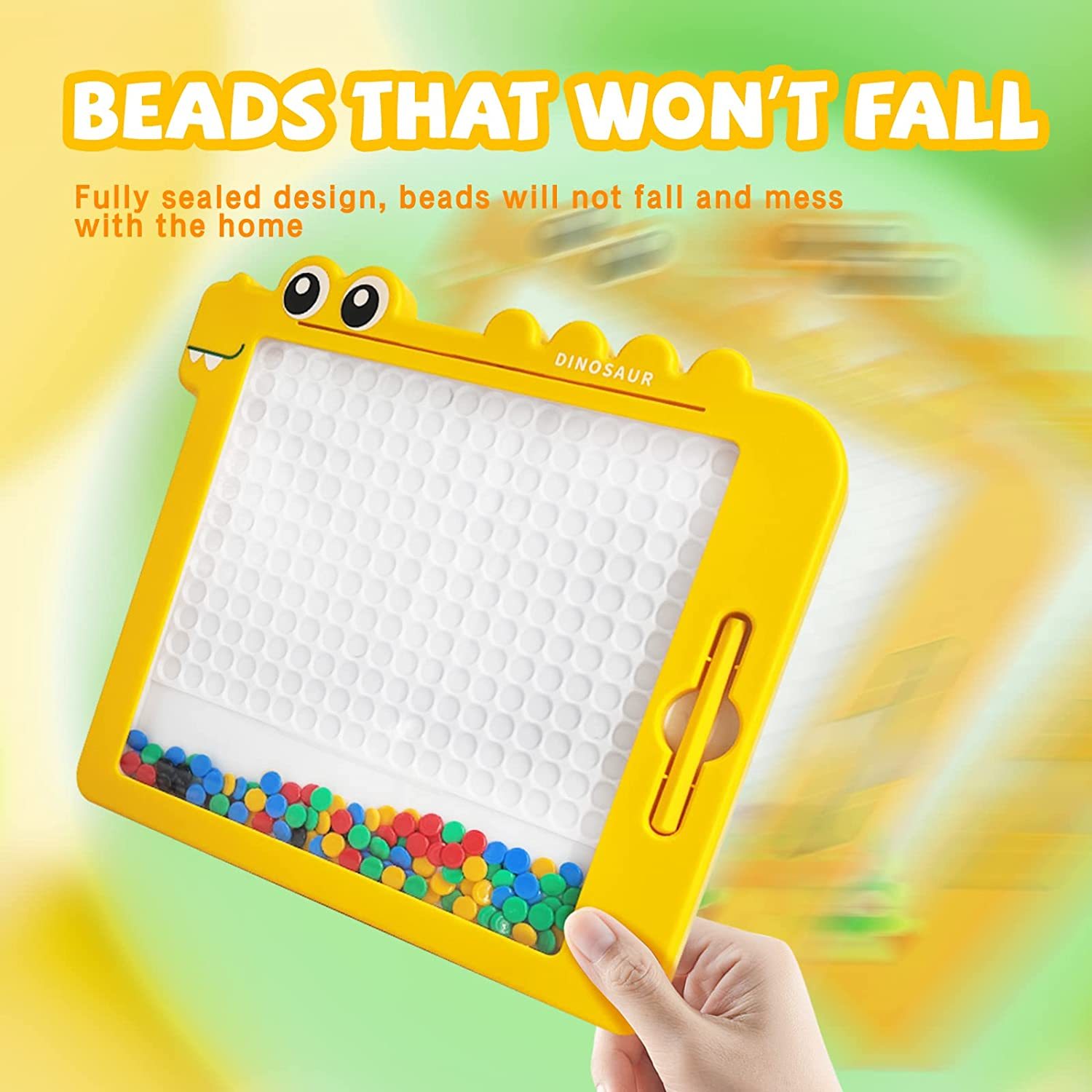 Magnetic Drawing Board Games, Montessori Toys Doodle Pad for Preschool Kids, Toddler Magnetic Pen Early Learning Set (Yellow) image number 3